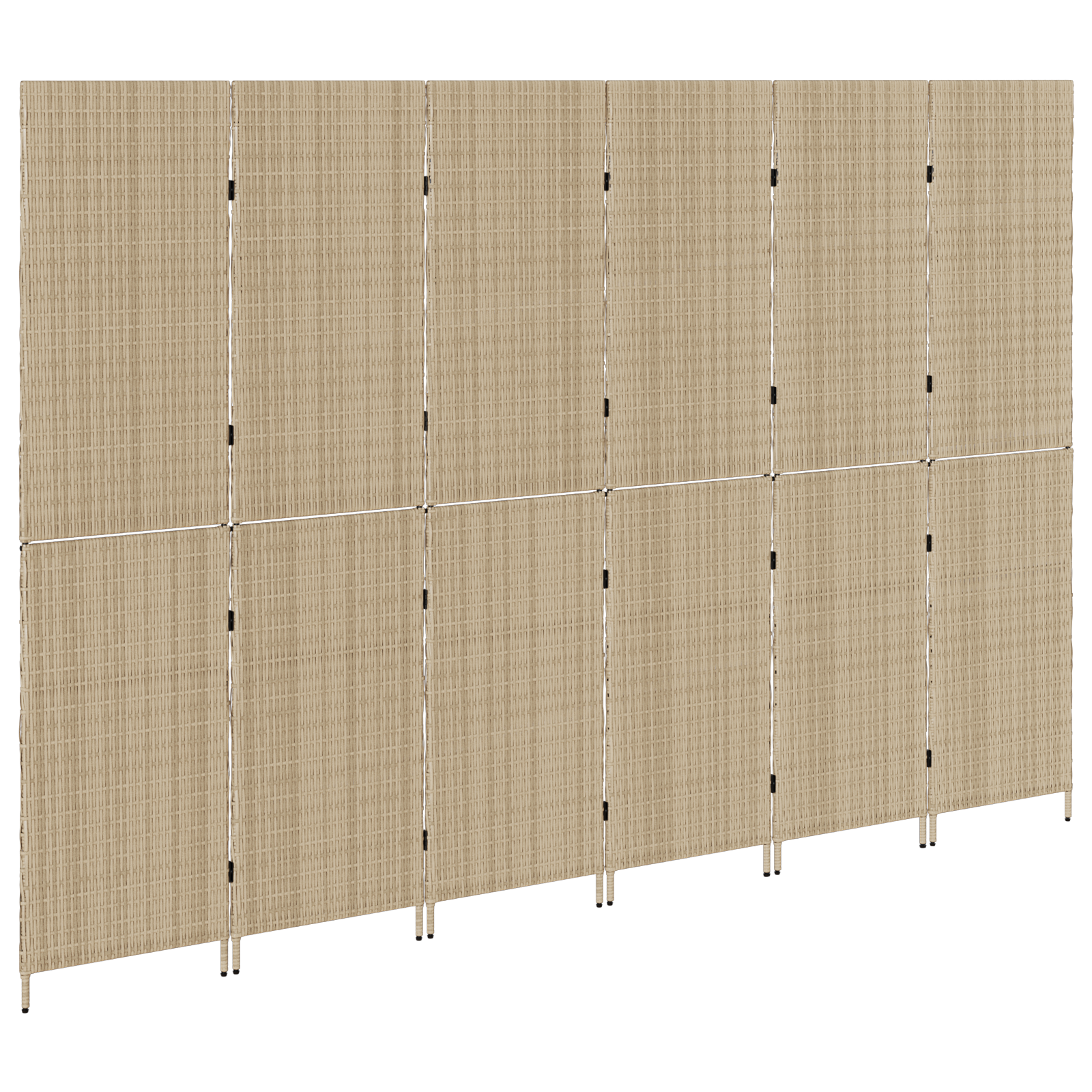 Room Divider 6 Panels Foldable Beige 294x180 cm Poly Rattan - Image 4