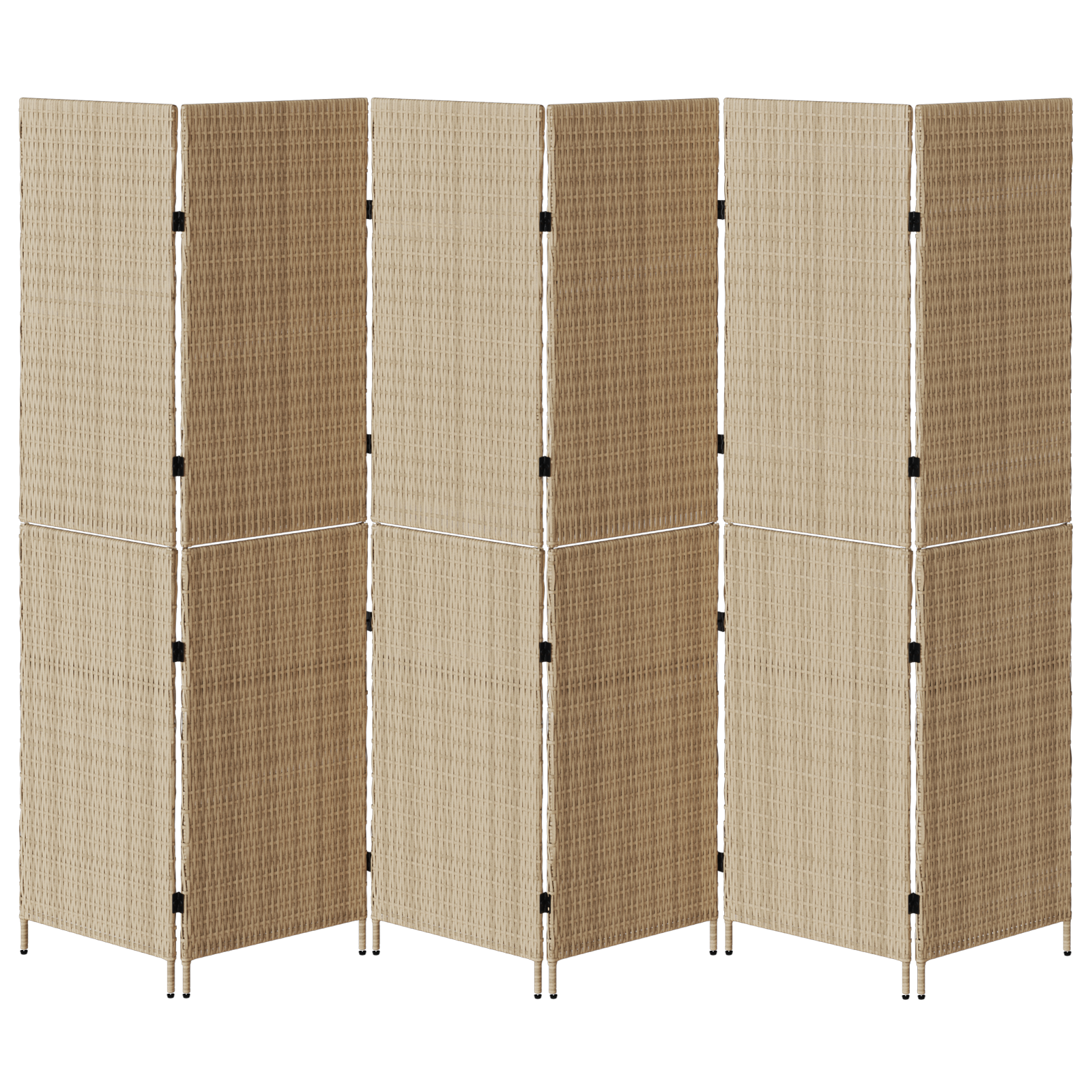 Room Divider 6 Panels Foldable Beige 294x180 cm Poly Rattan - Image 5