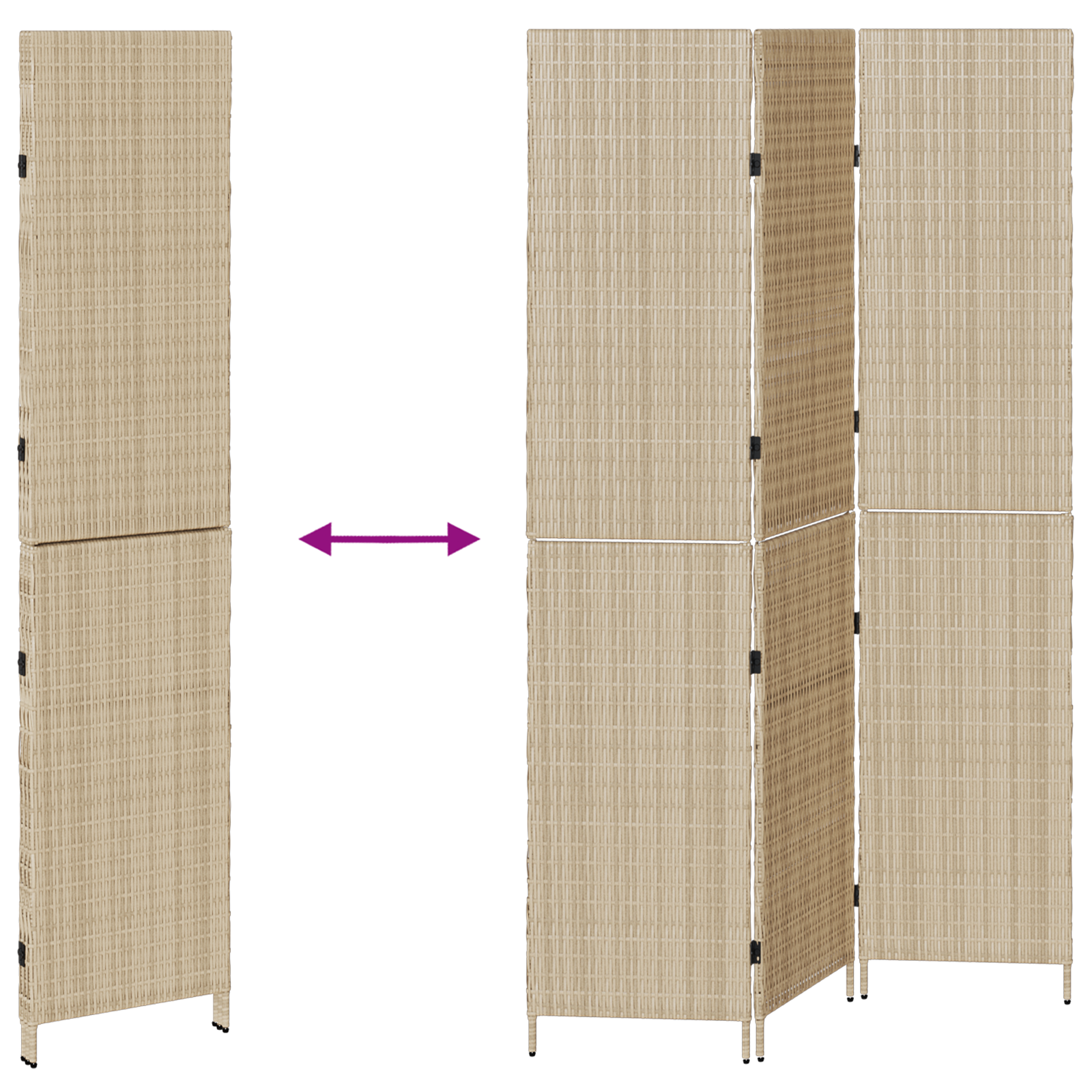 Room Divider 3 Panels Foldable Beige 146x200 cm Poly Rattan - Image 9