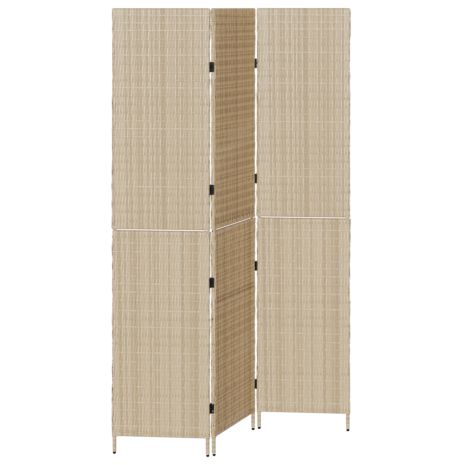 Room Divider 3 Panels Foldable Beige 146x200 cm Poly Rattan - Image 2