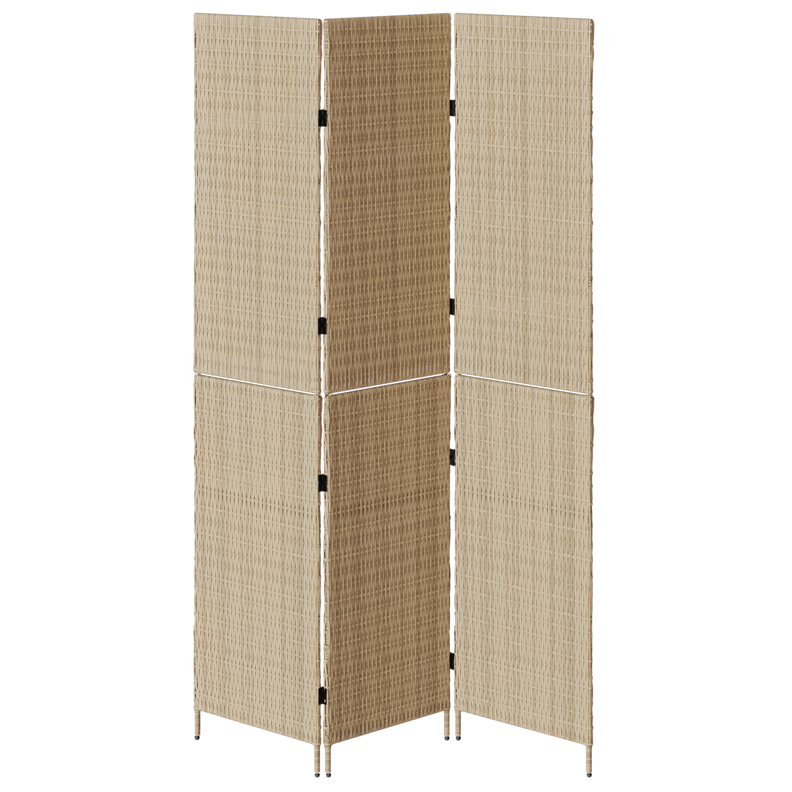 Room Divider 3 Panels Foldable Beige 146x200 cm Poly Rattan - Image 5