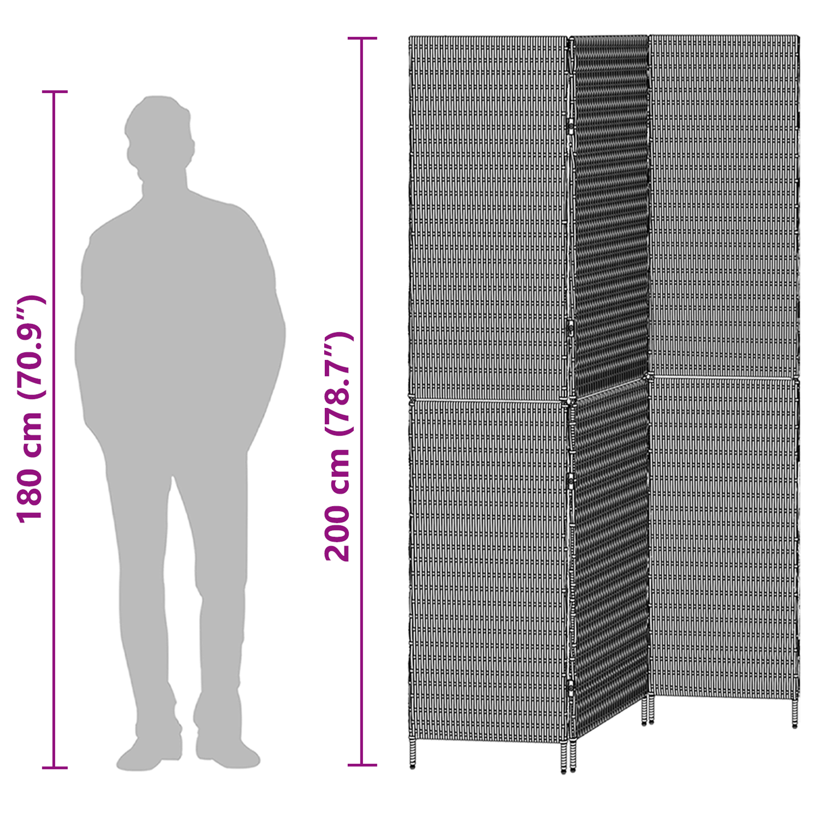 Room Divider 3 Panels Foldable Beige 146x200 cm Poly Rattan - Image 11