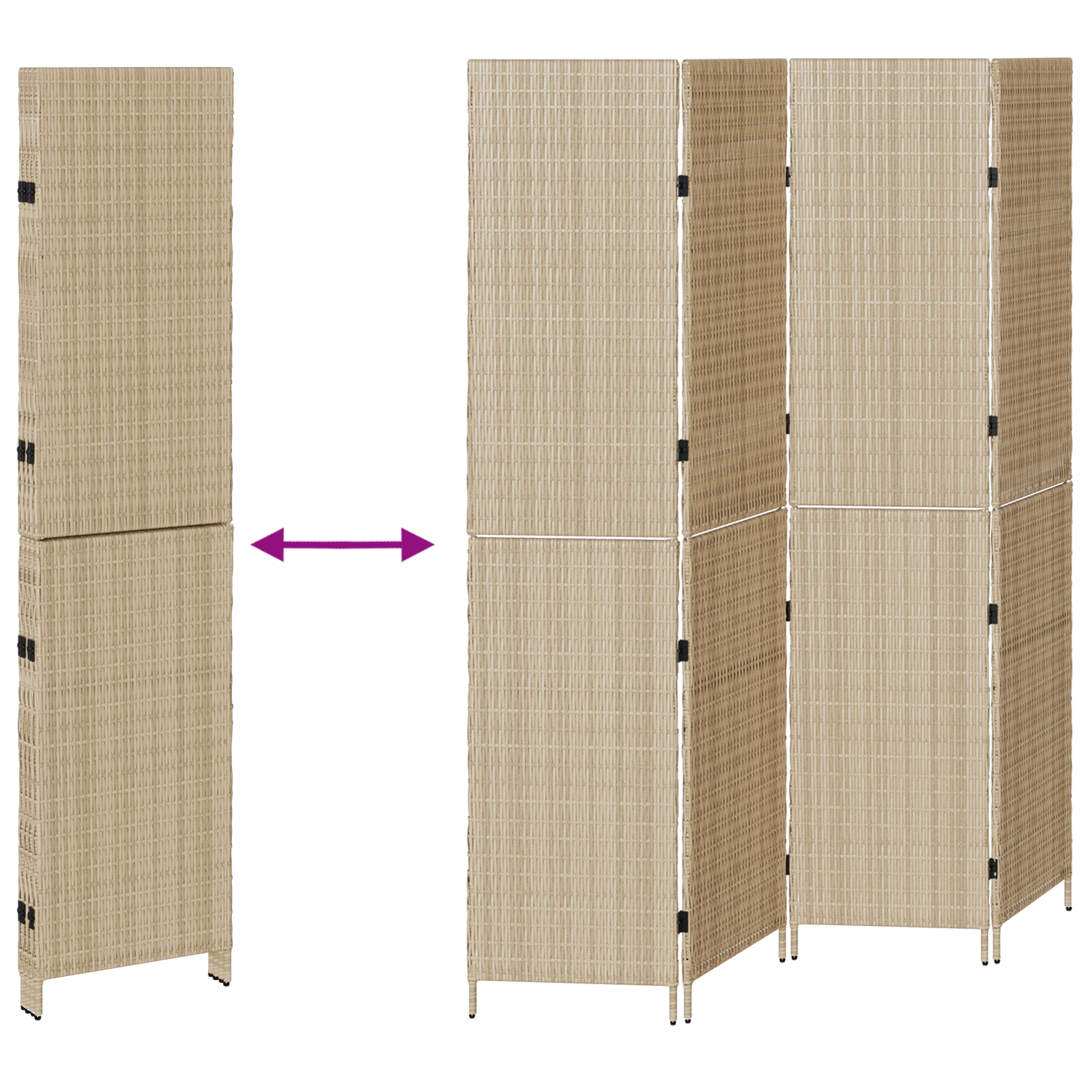 Room Divider 4 Panels Foldable Beige 196x200 cm Poly Rattan - Image 9