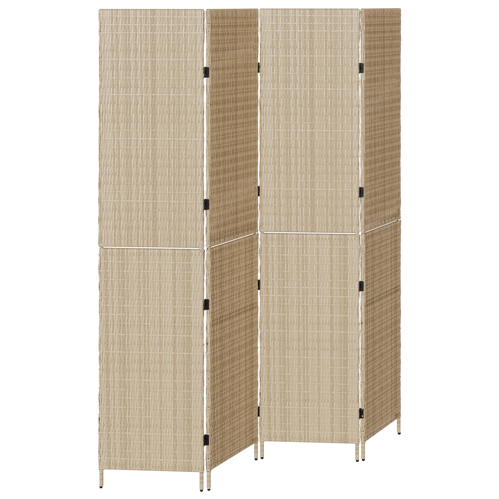 Room Divider 4 Panels Foldable Beige 196x200 cm Poly Rattan - Image 2