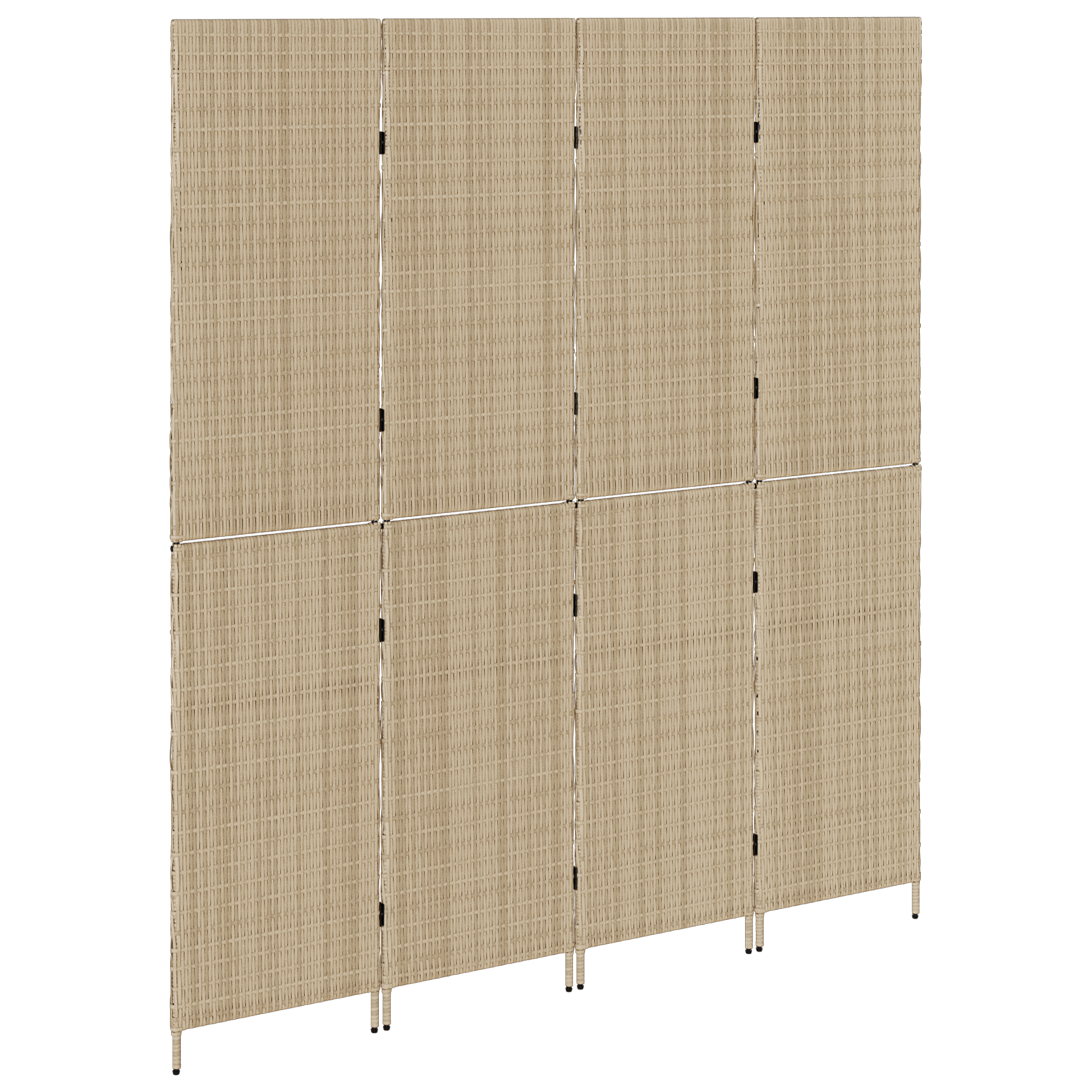 Room Divider 4 Panels Foldable Beige 196x200 cm Poly Rattan - Image 4