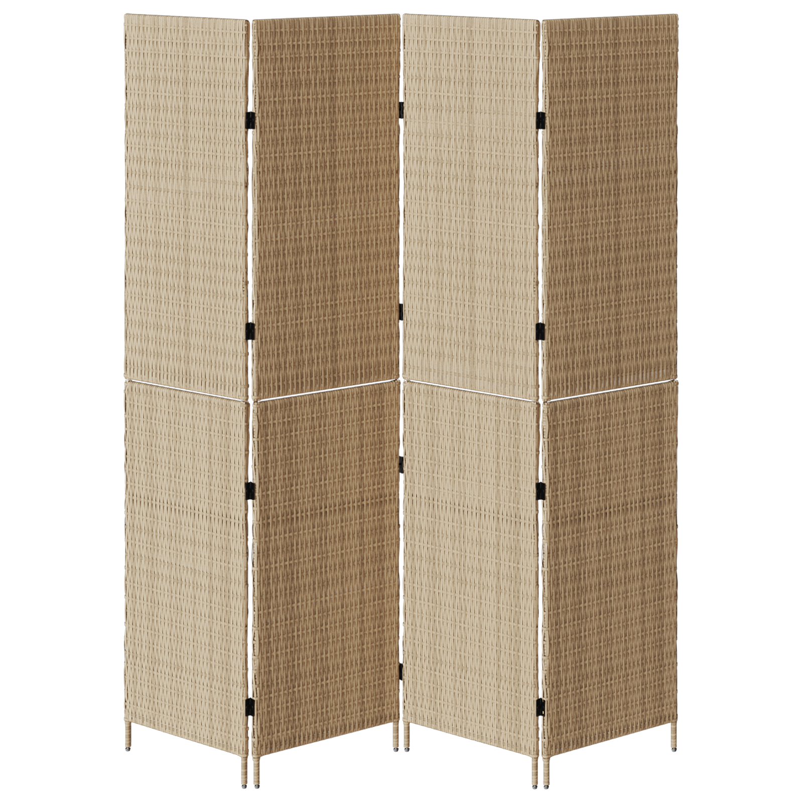 Room Divider 4 Panels Foldable Beige 196x200 cm Poly Rattan - Image 5