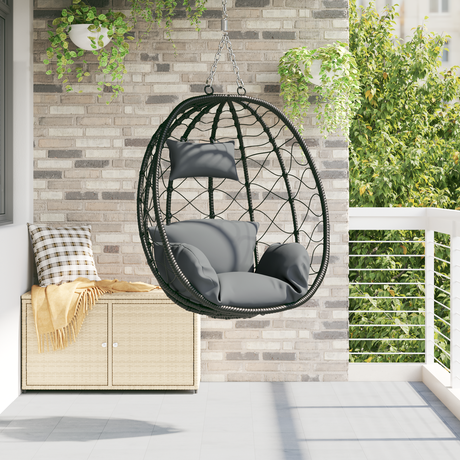 Hangende Eierreisstoel Mand zonder Standaard Antraciet Poly Rattan