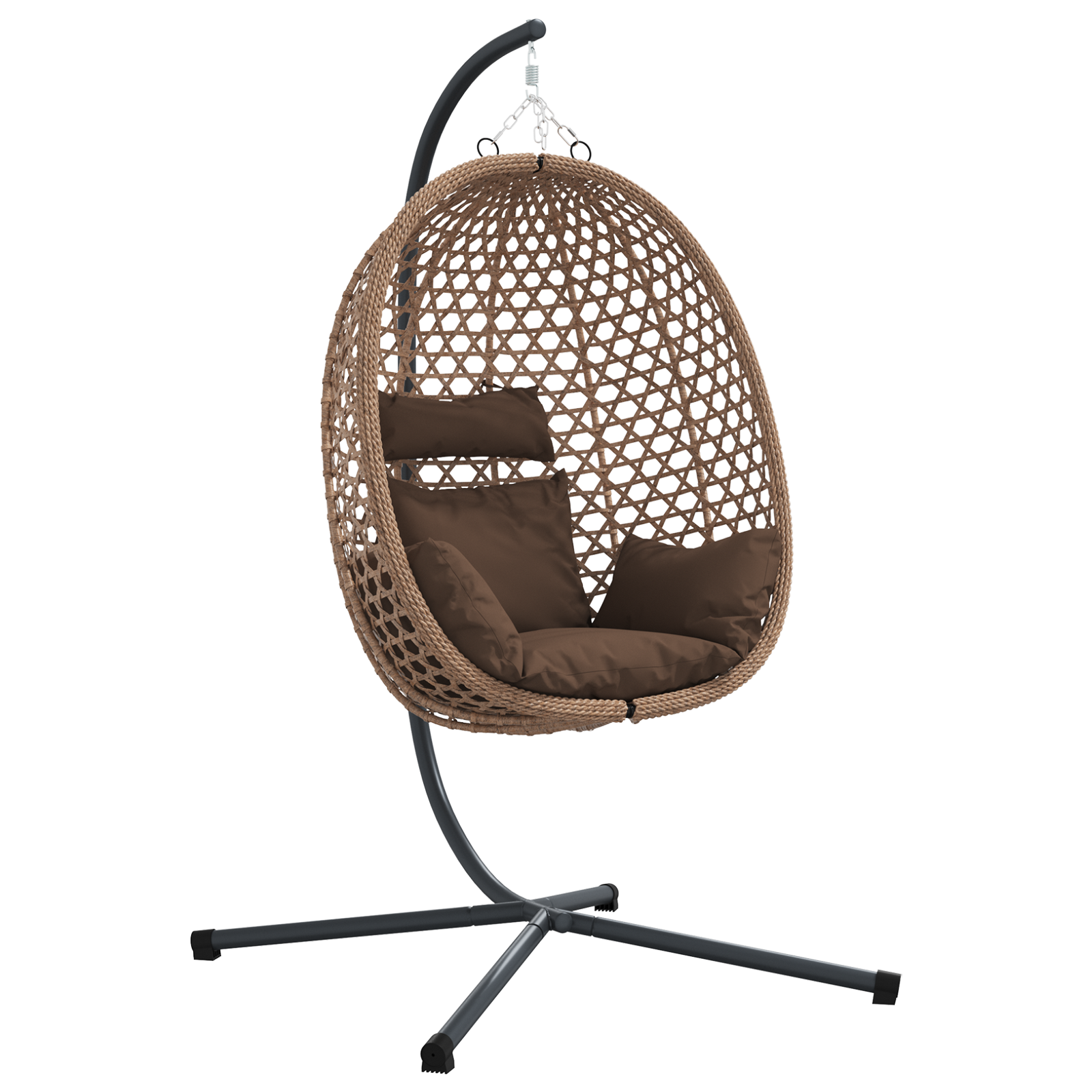 Hanging Egg Chair Basket с стойка Кафяво Полиестерен ратан - Image 2