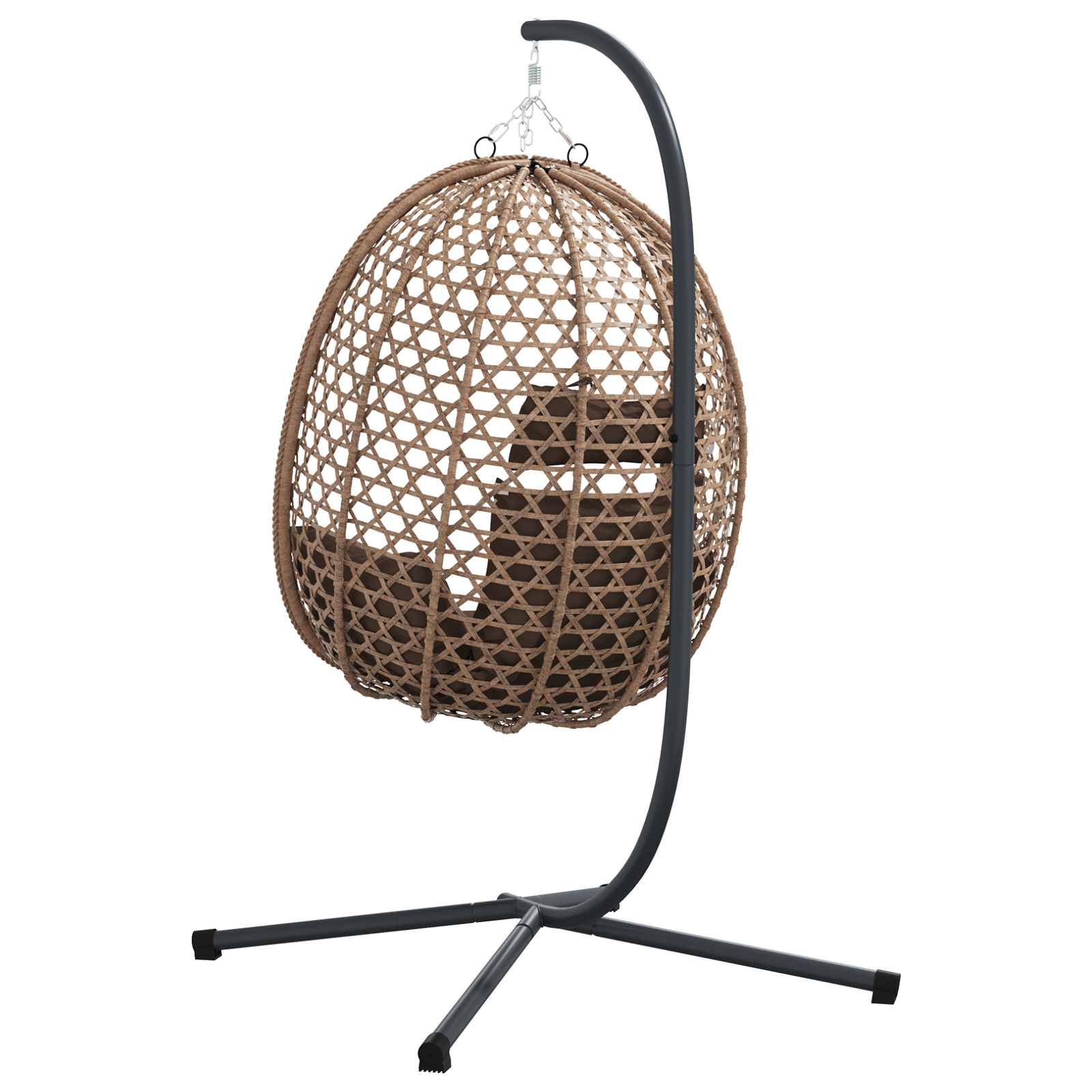 Hanging Egg Chair Basket с стойка Кафяво Полиестерен ратан - Image 7