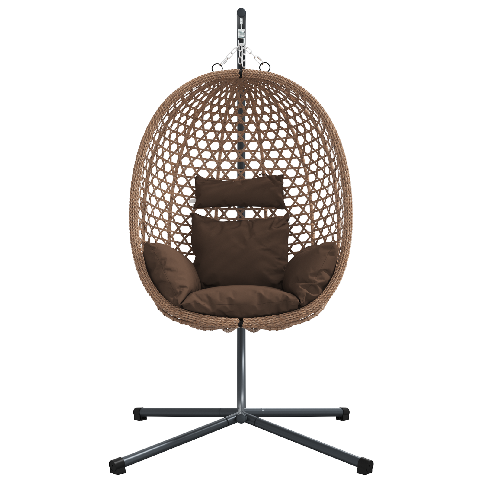 Hanging Egg Chair Basket с стойка Кафяво Полиестерен ратан - Image 5