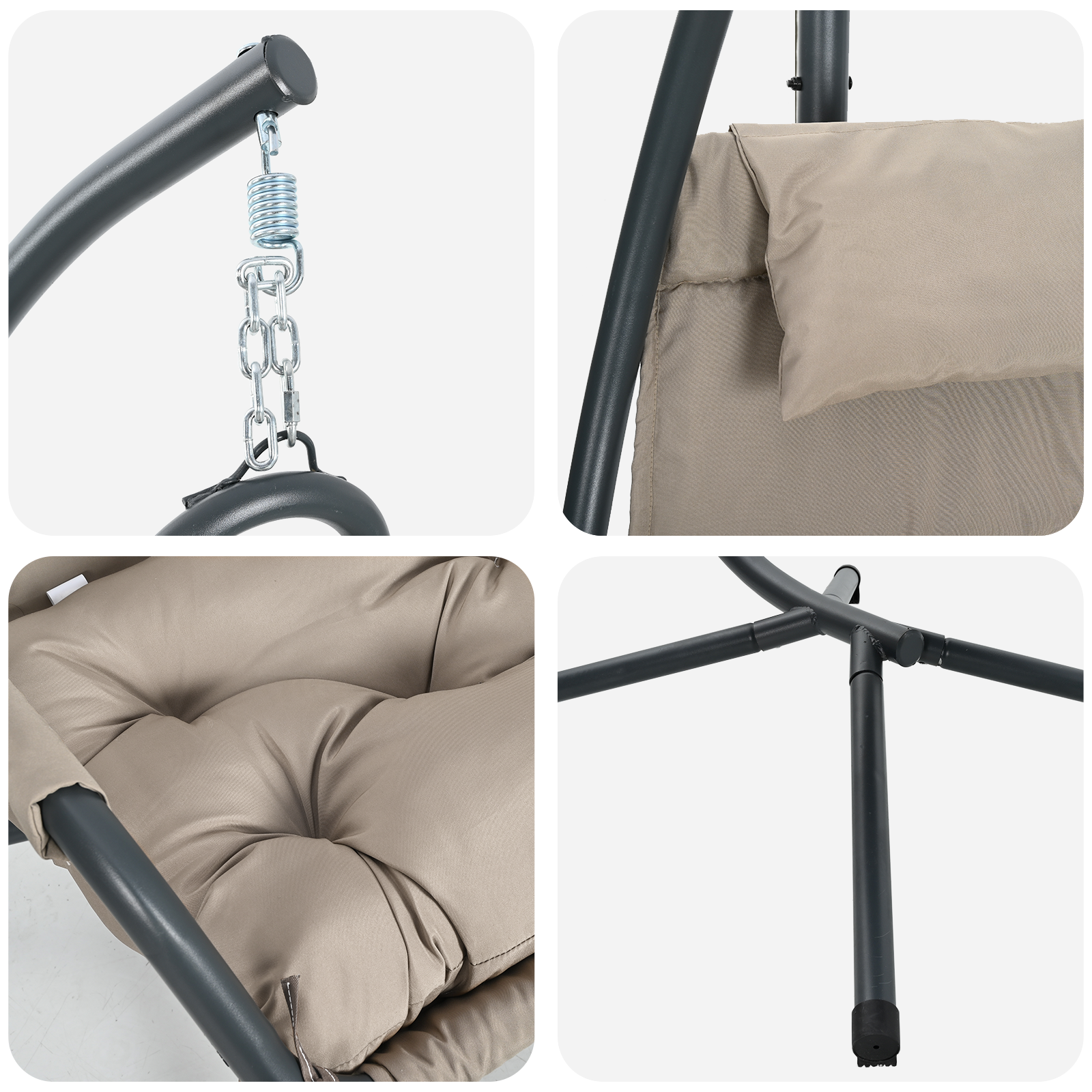 Pakabinamas Krėslas su Stovu ir Pagalve Taupe Plienas - Image 8