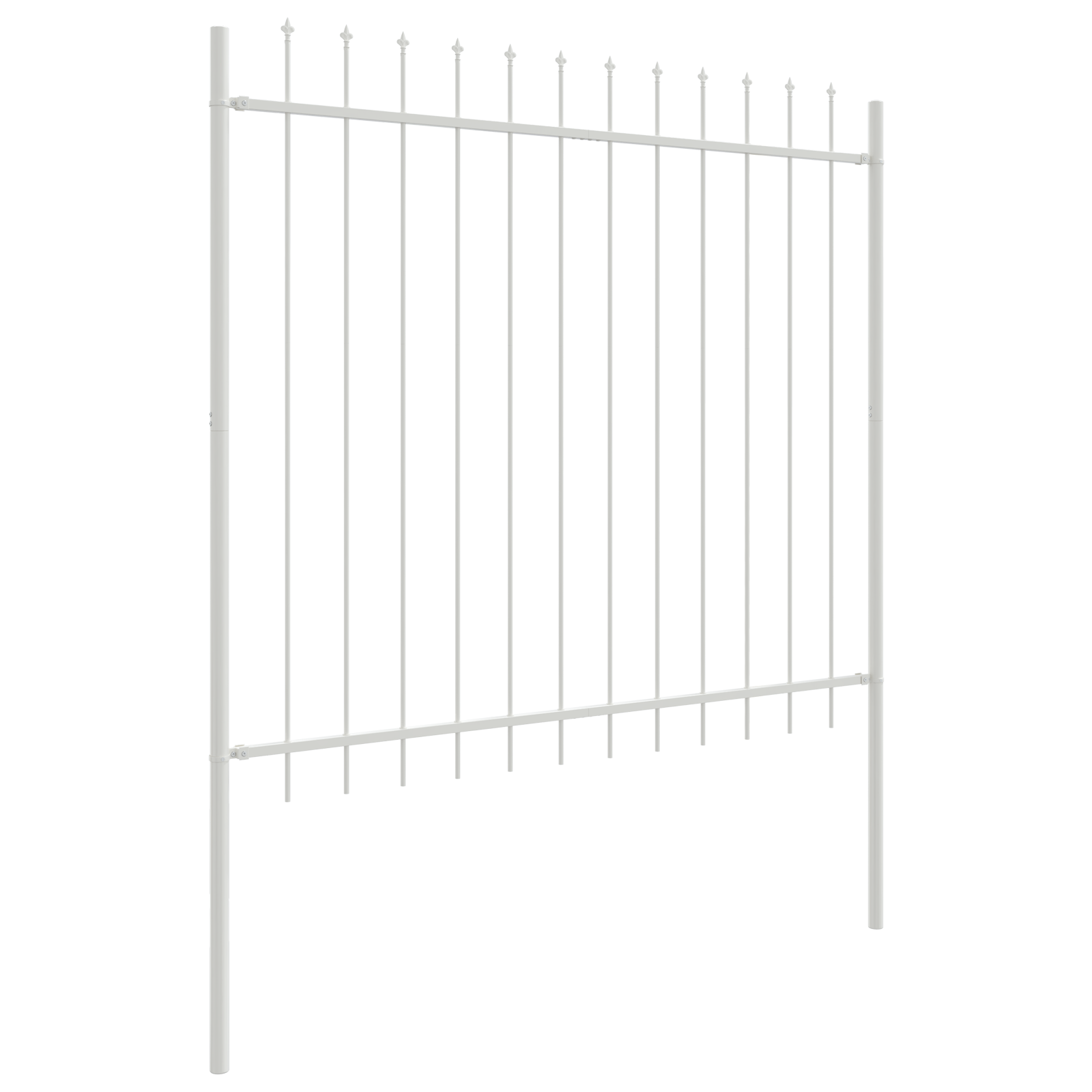 Garden Fence with Spear Top White 1,7x1,5 m Steel - Image 3
