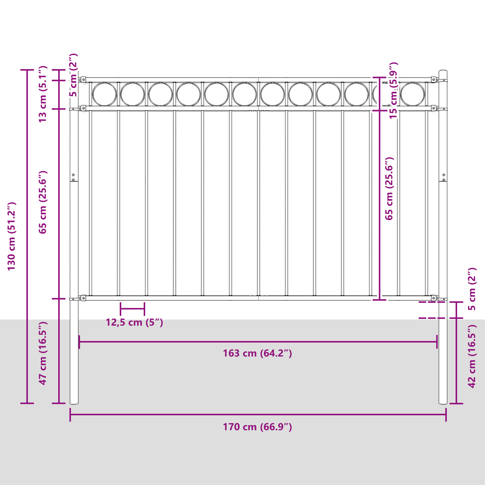 Garden Fence Grey 1.7x0.8 m Steel - Image 6