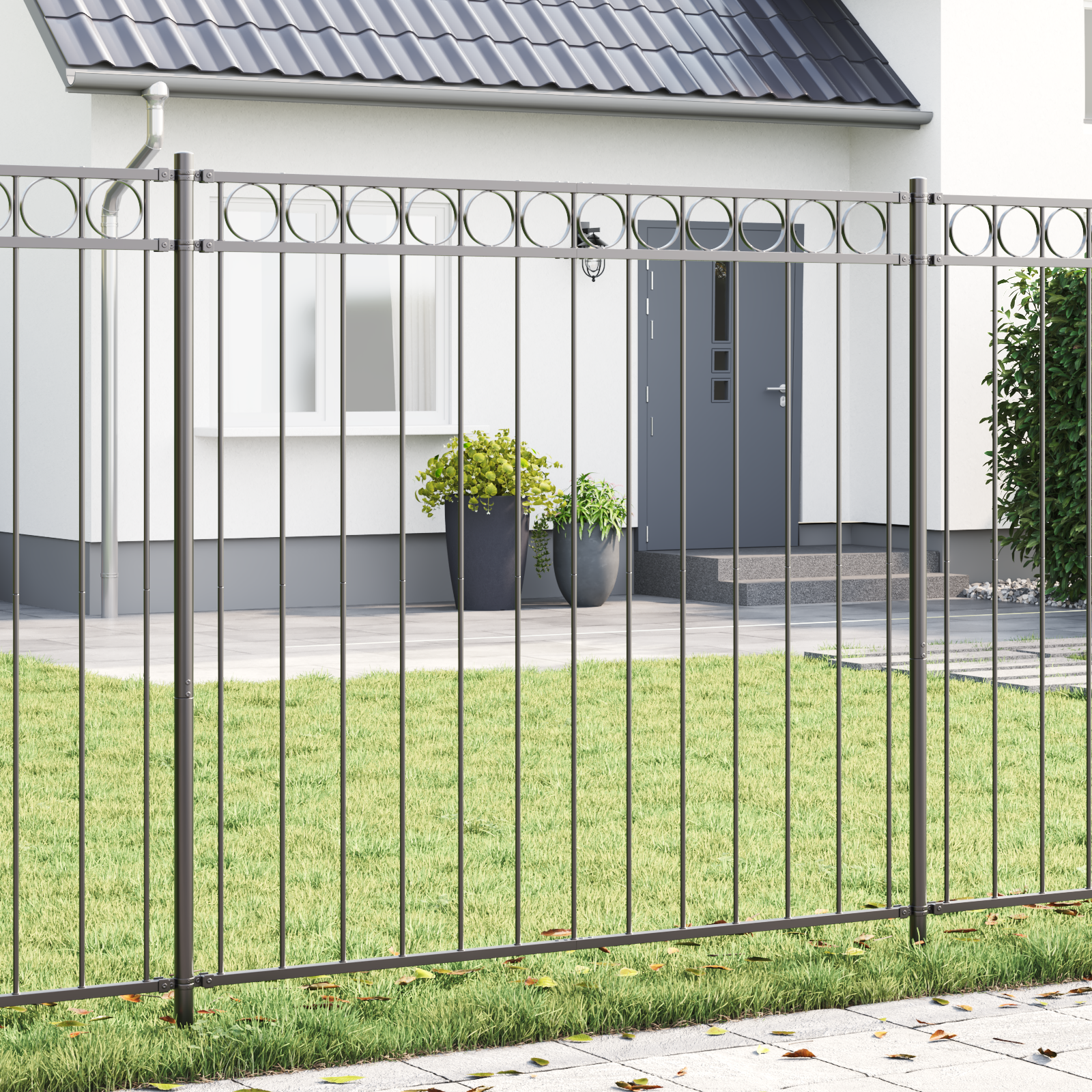 Garden Fence Gray 1.7x1.5 m Steel