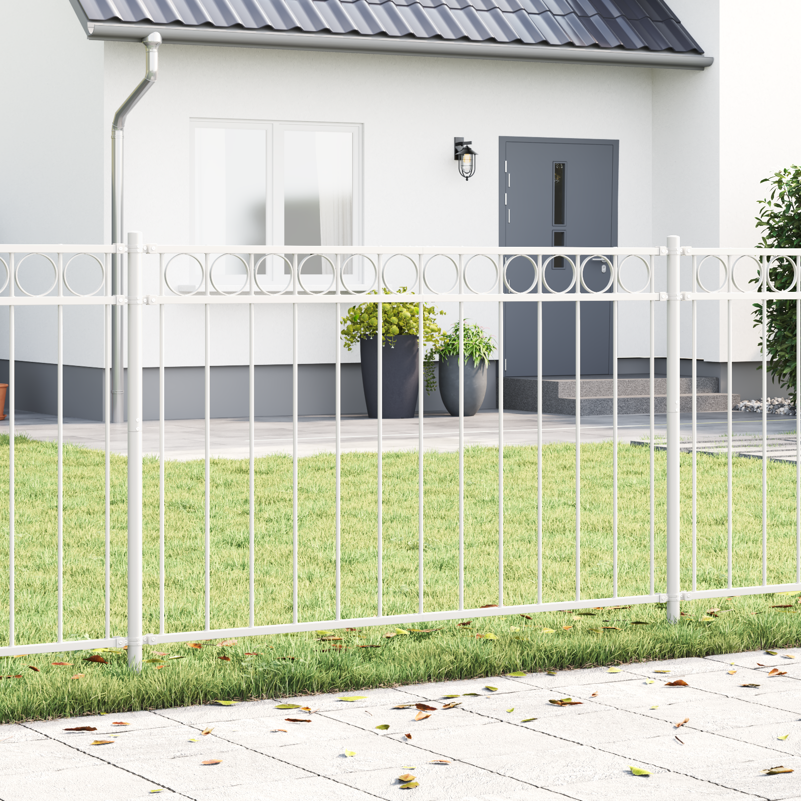 Garden Fence White 1.7x0.8 m Steel