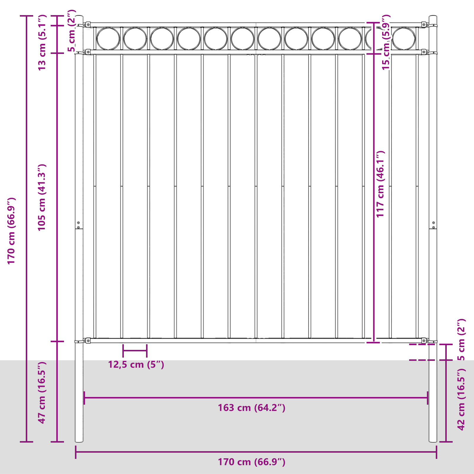 Garden Fence White 1.7x1.2 m Steel - Image 6
