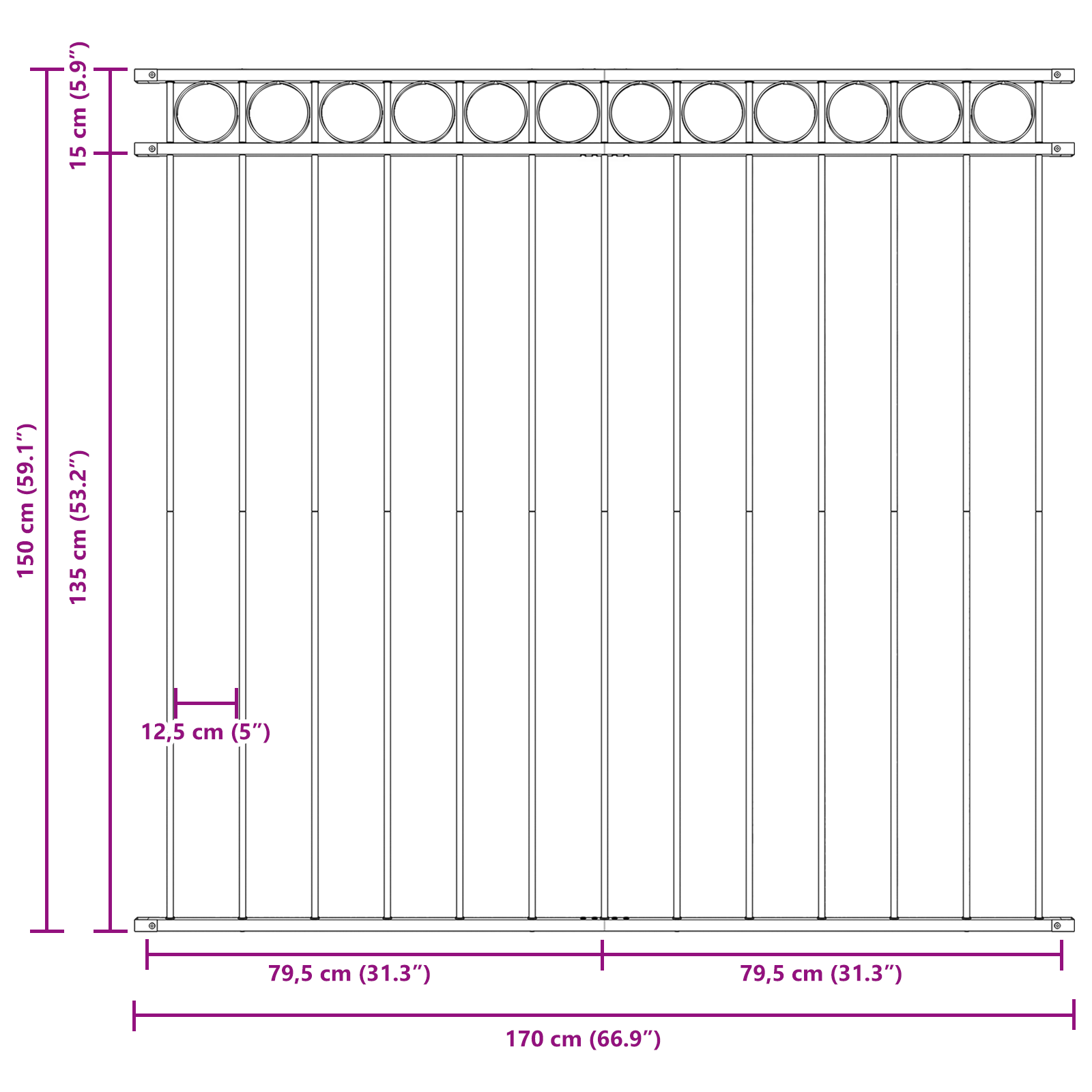 White Steel Fence Panel 1.7x1.5m - Image 8