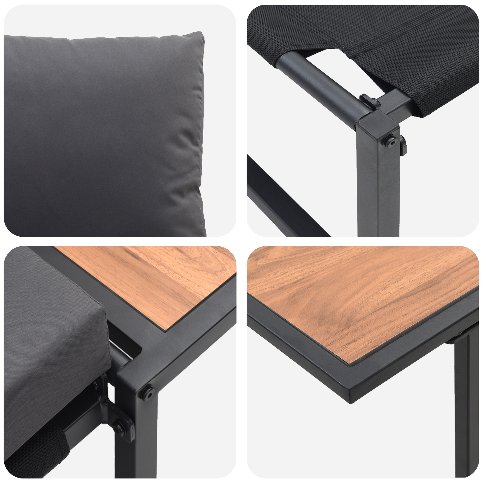 2 Piece Garden Dining Set Single Seater with Anthracite Cushions - Image 9