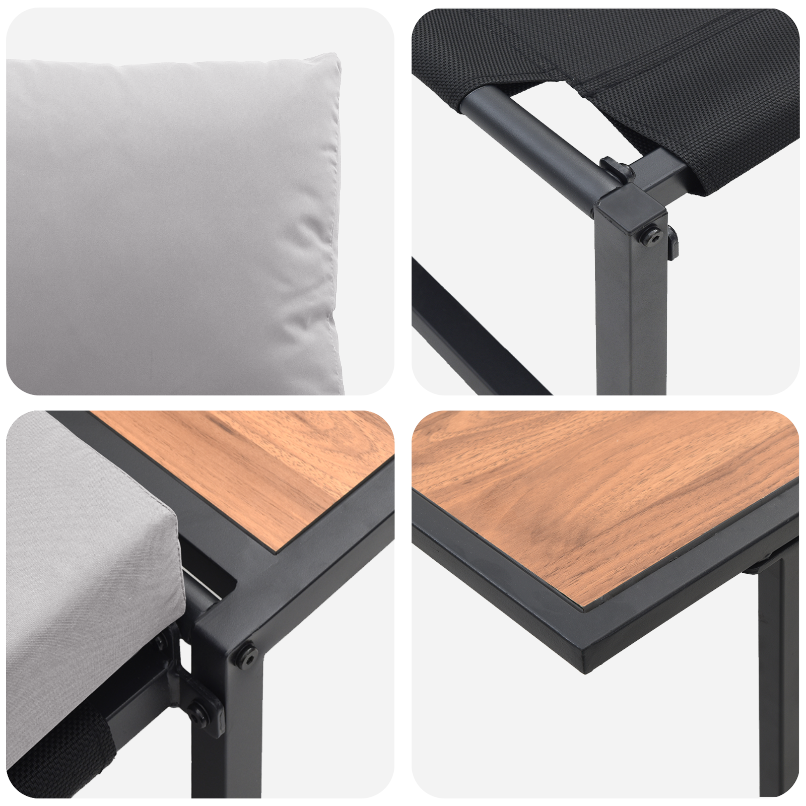 2 Piece Garden Dining Set Single Seater with Light Grey Cushions - Image 9