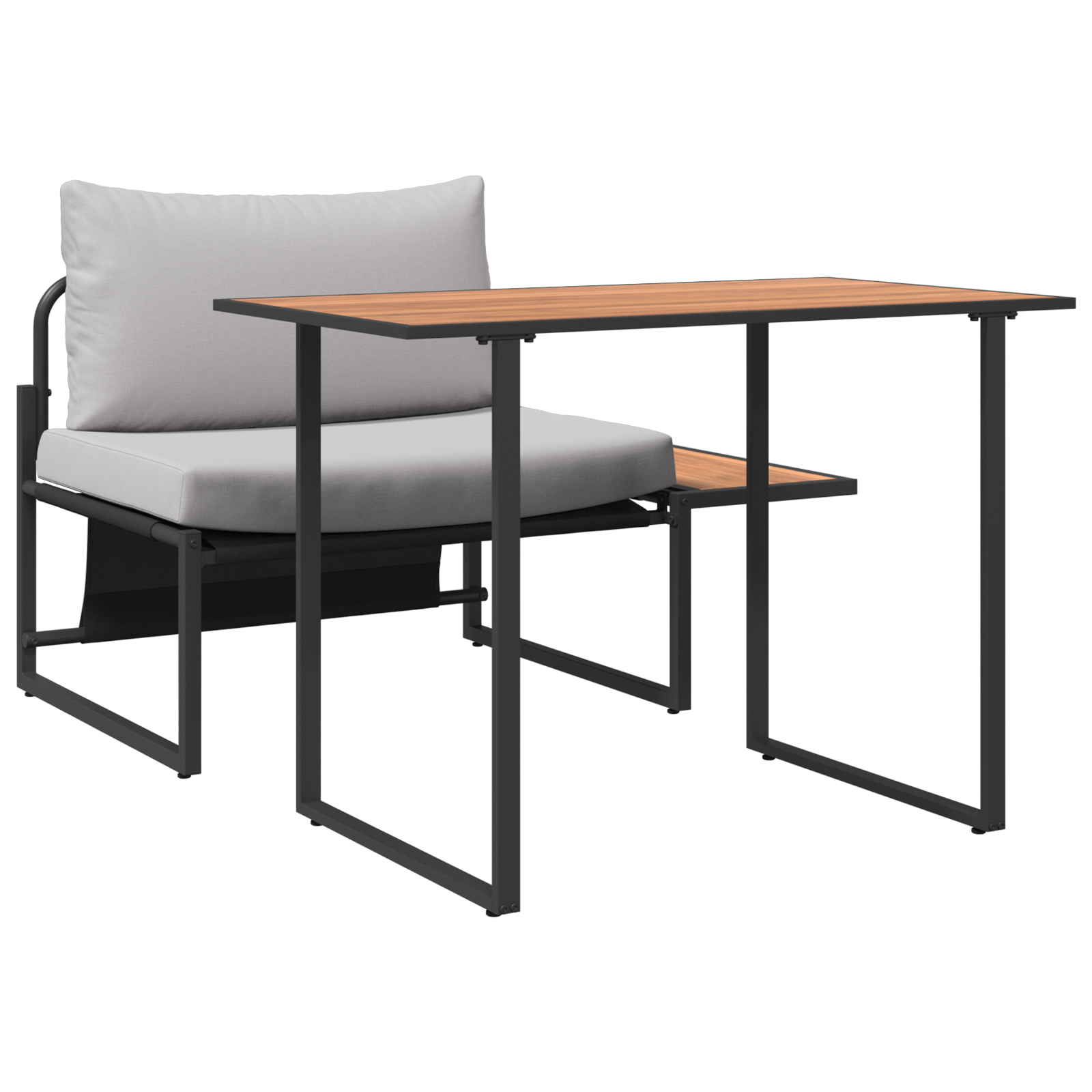 2 Piece Garden Dining Set Single Seater with Light Grey Cushions - Image 6