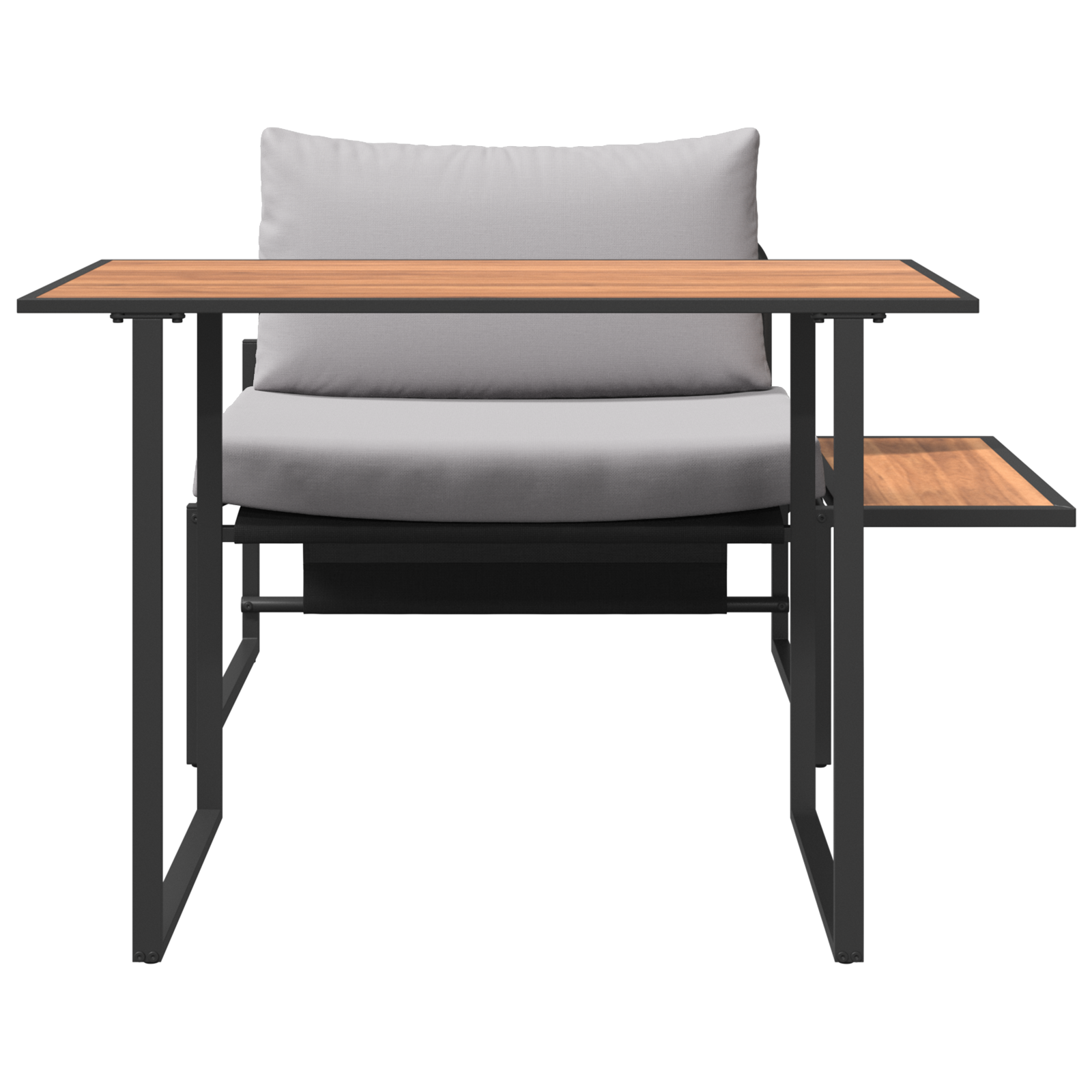 2 Piece Garden Dining Set Single Seater with Light Grey Cushions - Image 7