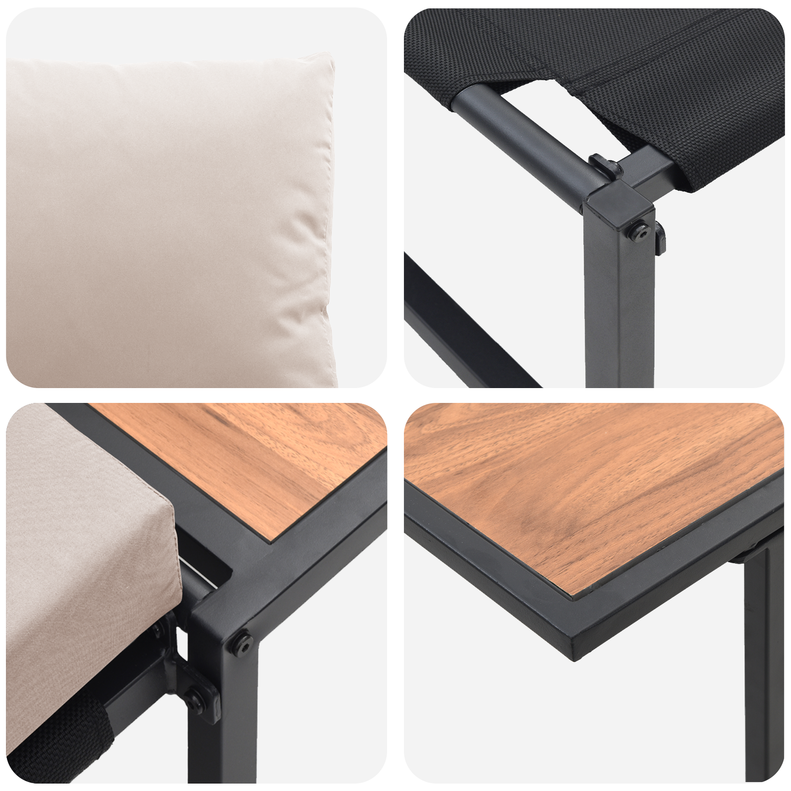 2 Piece Garden Dining Set Single Seater with Taupe Cushions - Image 9