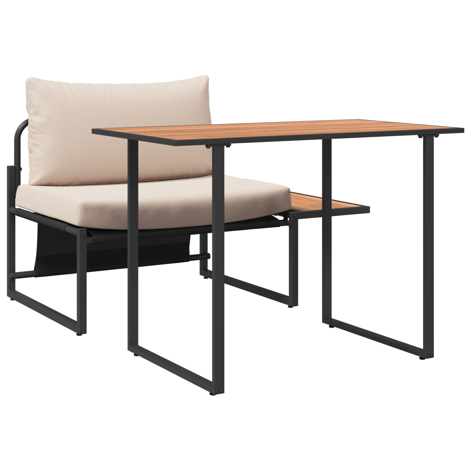 2 Piece Garden Dining Set Single Seater with Taupe Cushions - Image 6