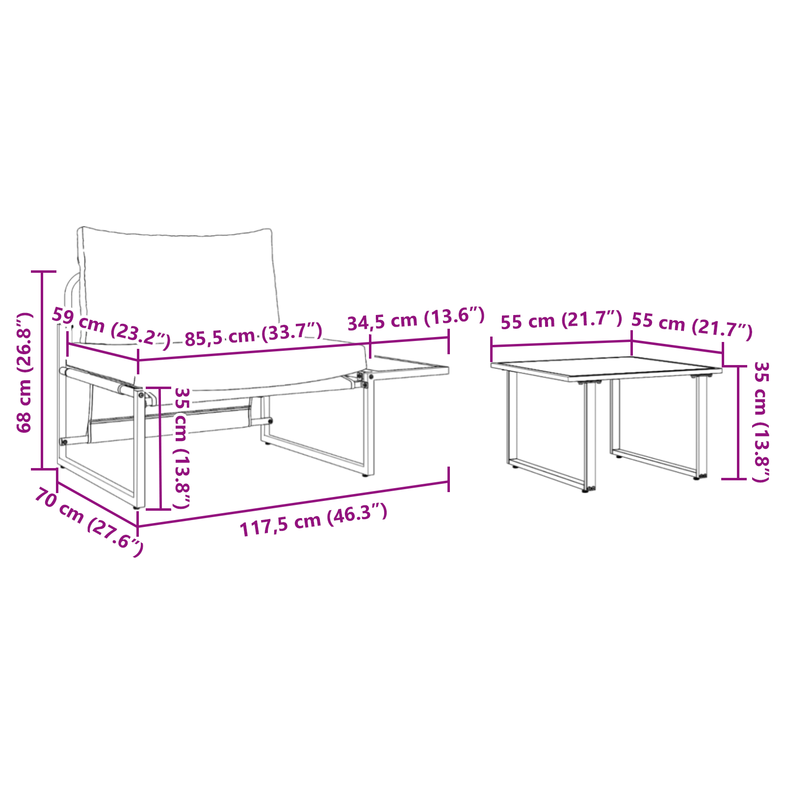 2 Piece Garden Sofa Set Single Seater with Light Grey Cushions - Image 11
