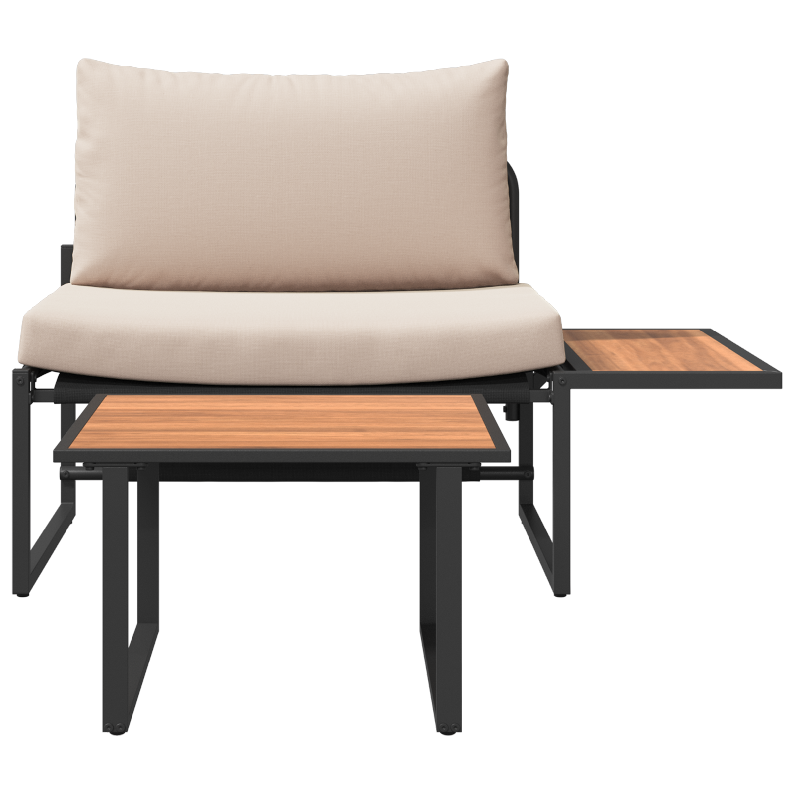 2 Piece Garden Sofa Set Single Seater with Taupe Cushions - Image 7