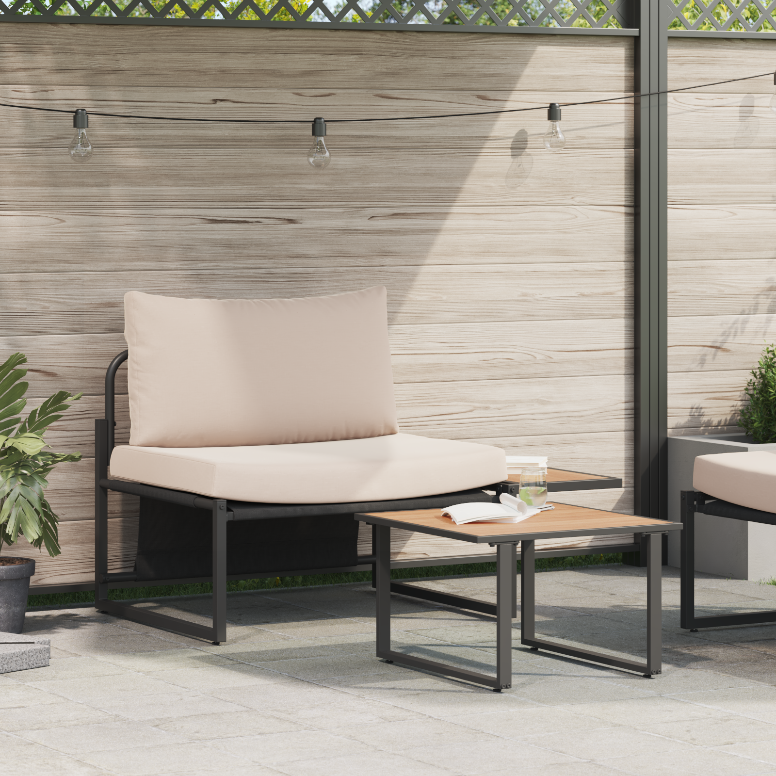 Thumbnail - vidaXL 2-tlg. Garten-Sofagarnitur Sessel mit Taupe Kissen