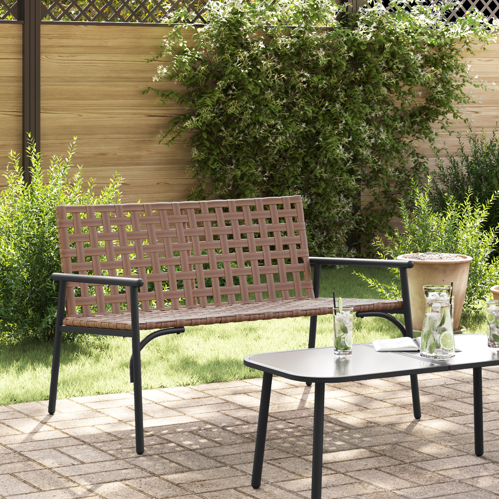 vidaXL Scaun pentru Grădină Negru 113 x 79 x 75cm poliratan