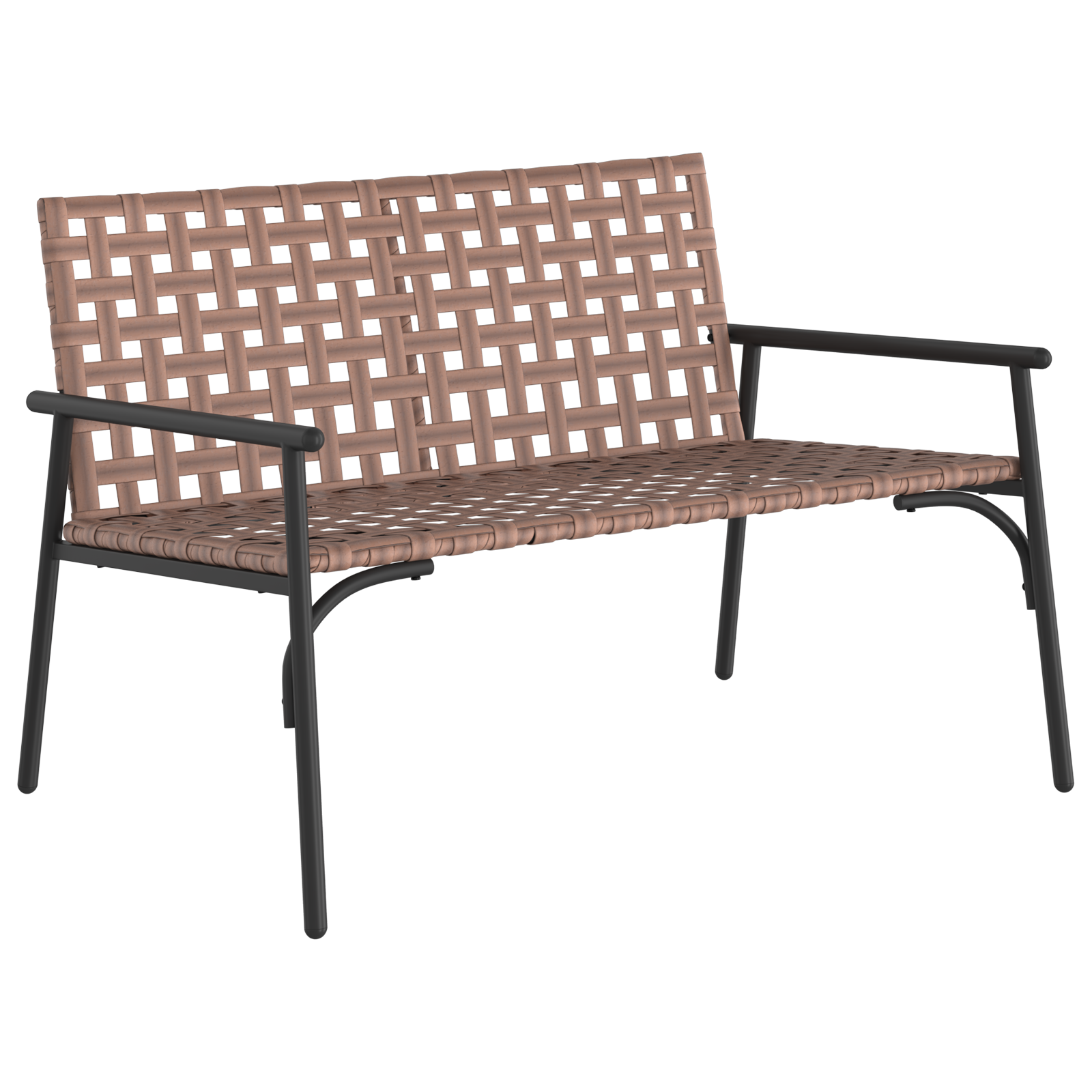 4 Piece Outdoor Coffee Set Brown Rattan and Steel - Image 4