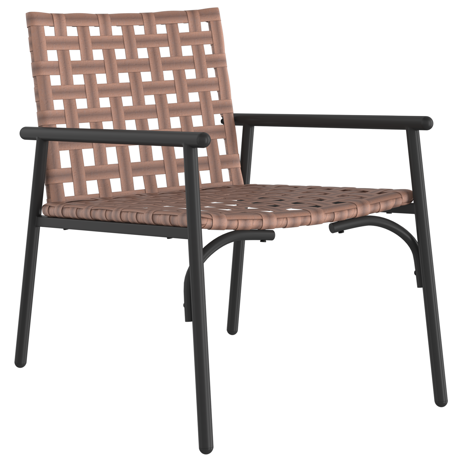 4 Piece Outdoor Coffee Set Brown Rattan and Steel - Image 5