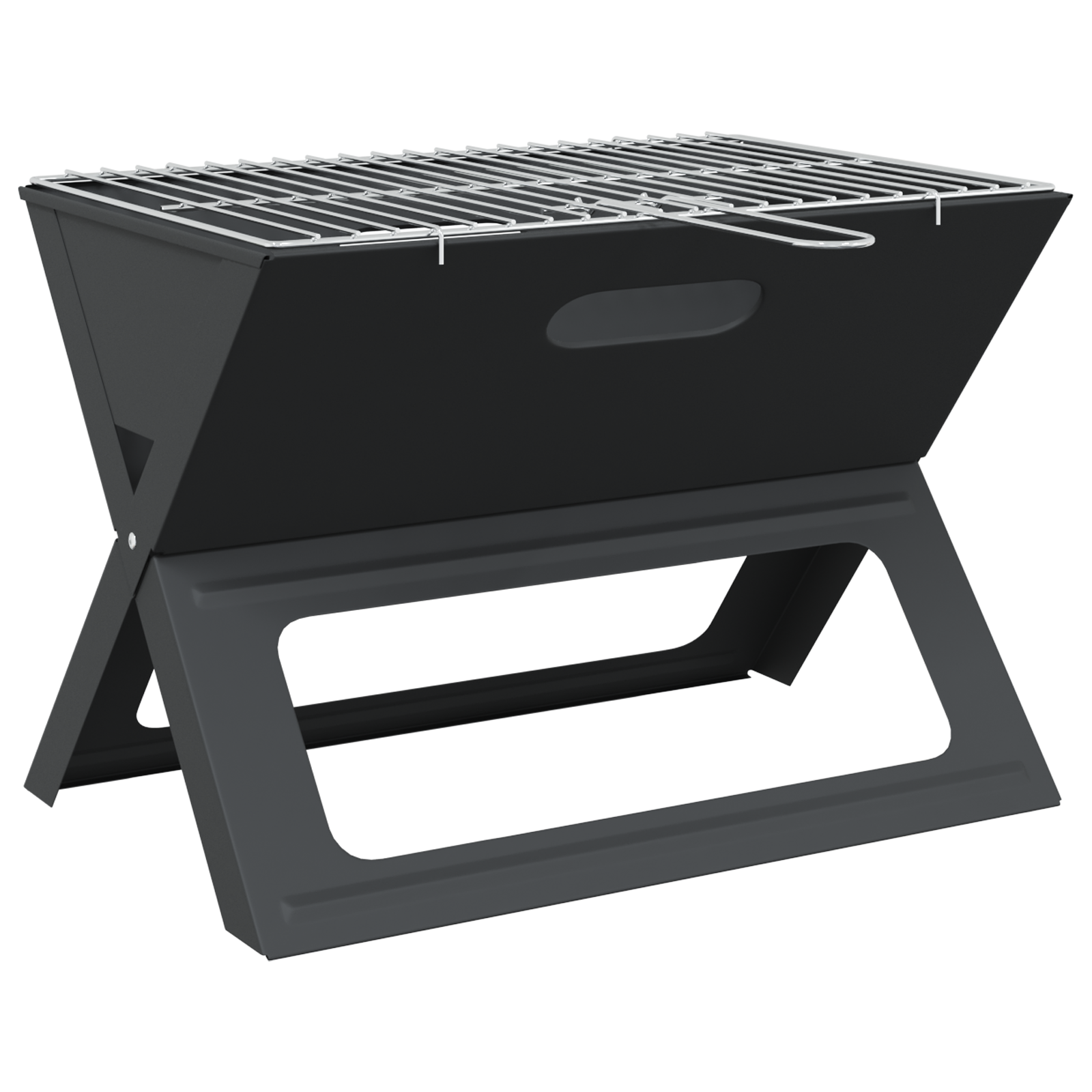 Charcoal BBQ Grill - Foldable, Black, 46x30x31 cm, Made of Steel - Image 2