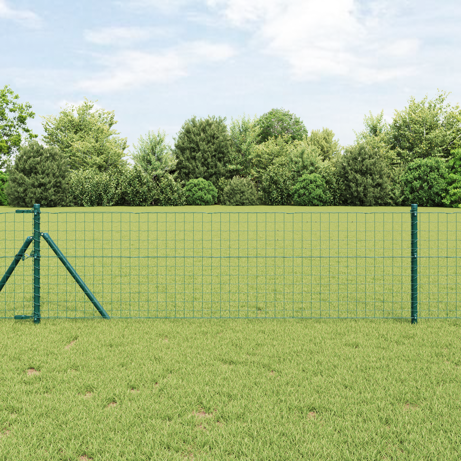 Fence Posts 7 pcs Green Ø32 mm 100 cm Galvanised Steel