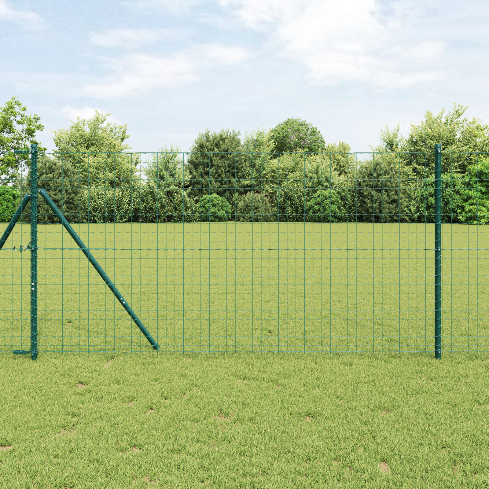 Fence Posts 13 pcs Green Ø32 mm 150 cm Galvanised Steel