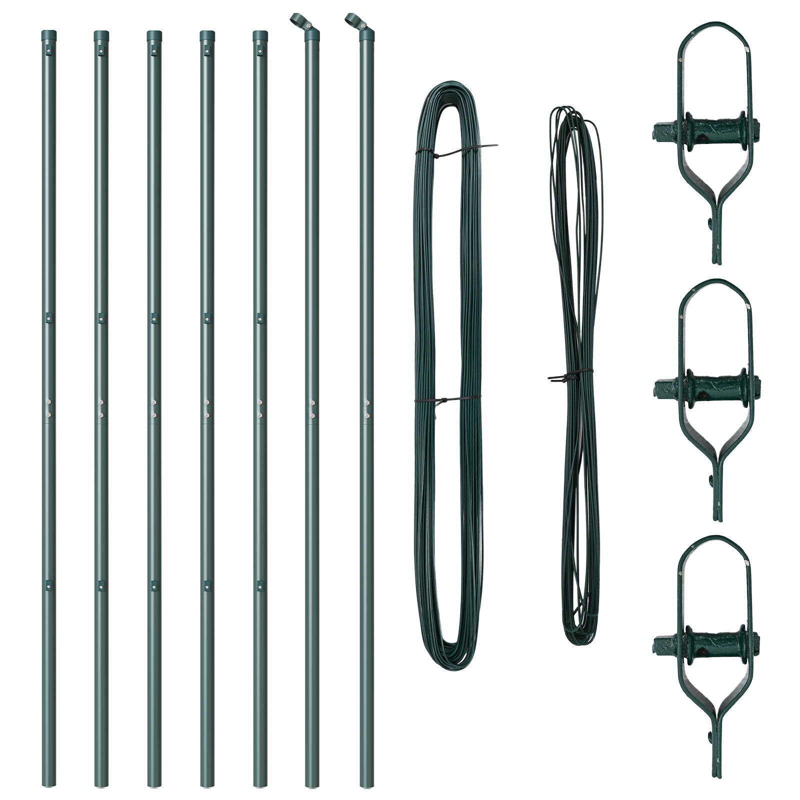 Fence Posts 7 pcs Green Ø32 mm 190 cm Galvanised Steel - Image 3