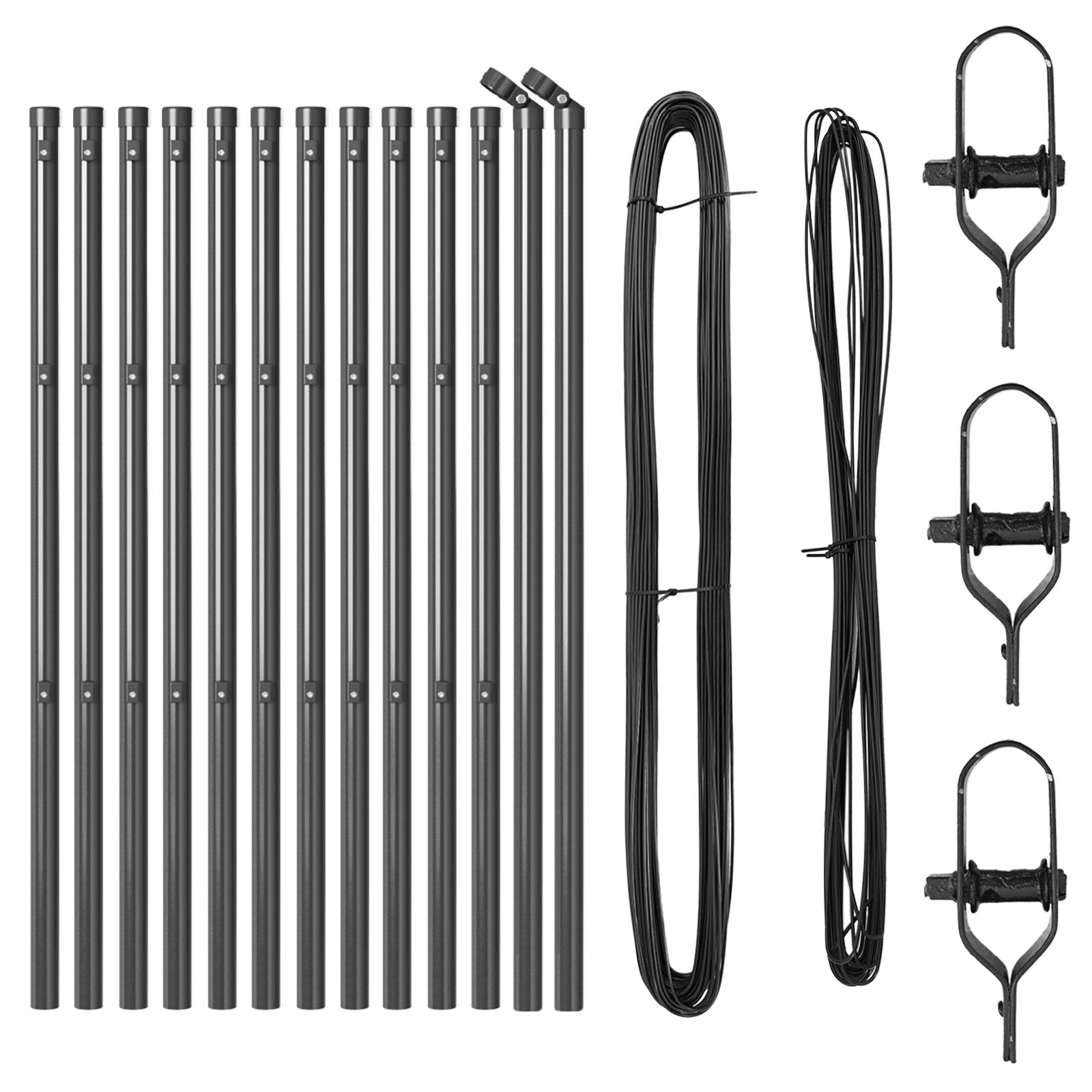 Fence Posts 13 pcs Grey Ø32 mm 120 cm Galvanised Steel - Image 3