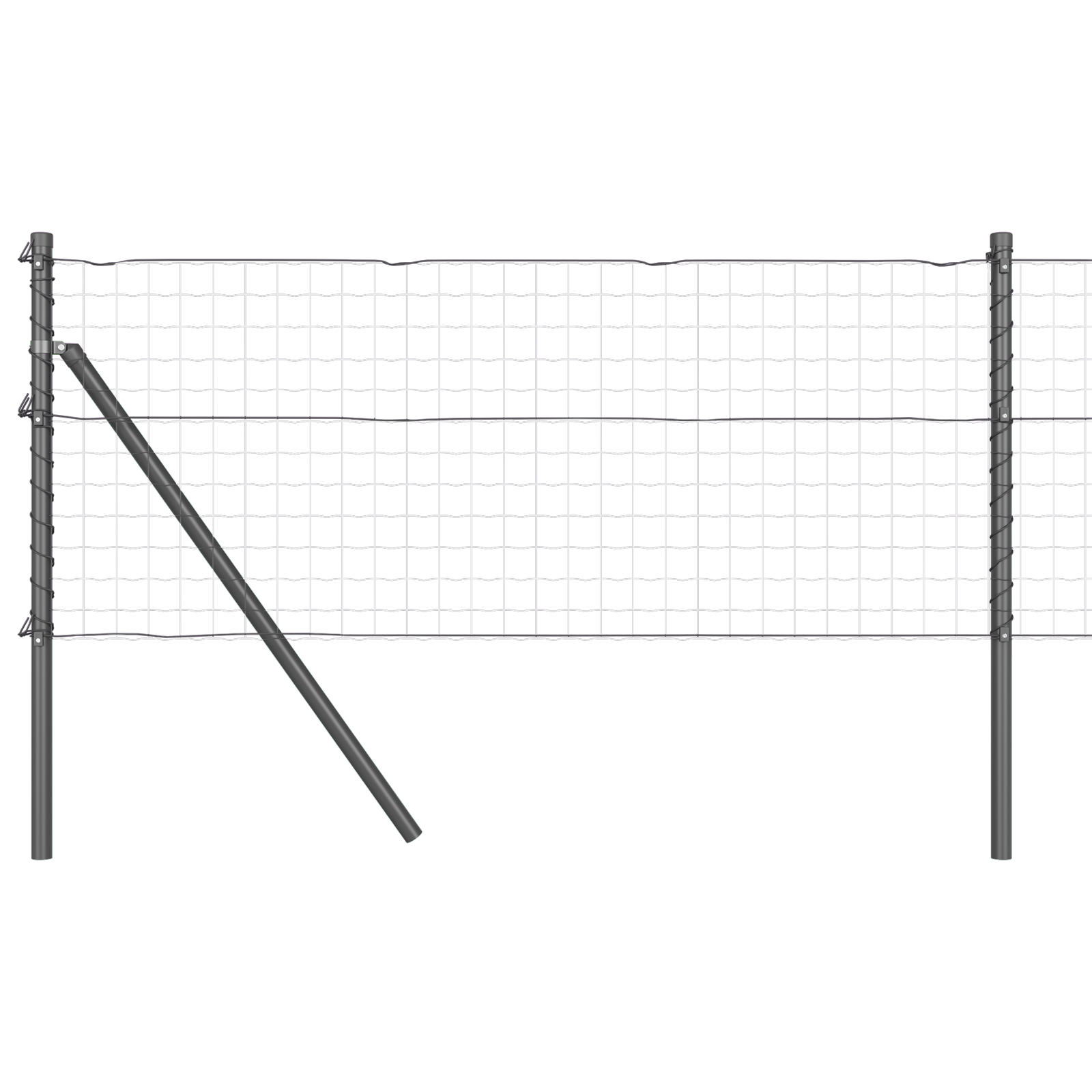 Fence Posts 13 pcs Grey Ø32 mm 120 cm Galvanised Steel - Image 2