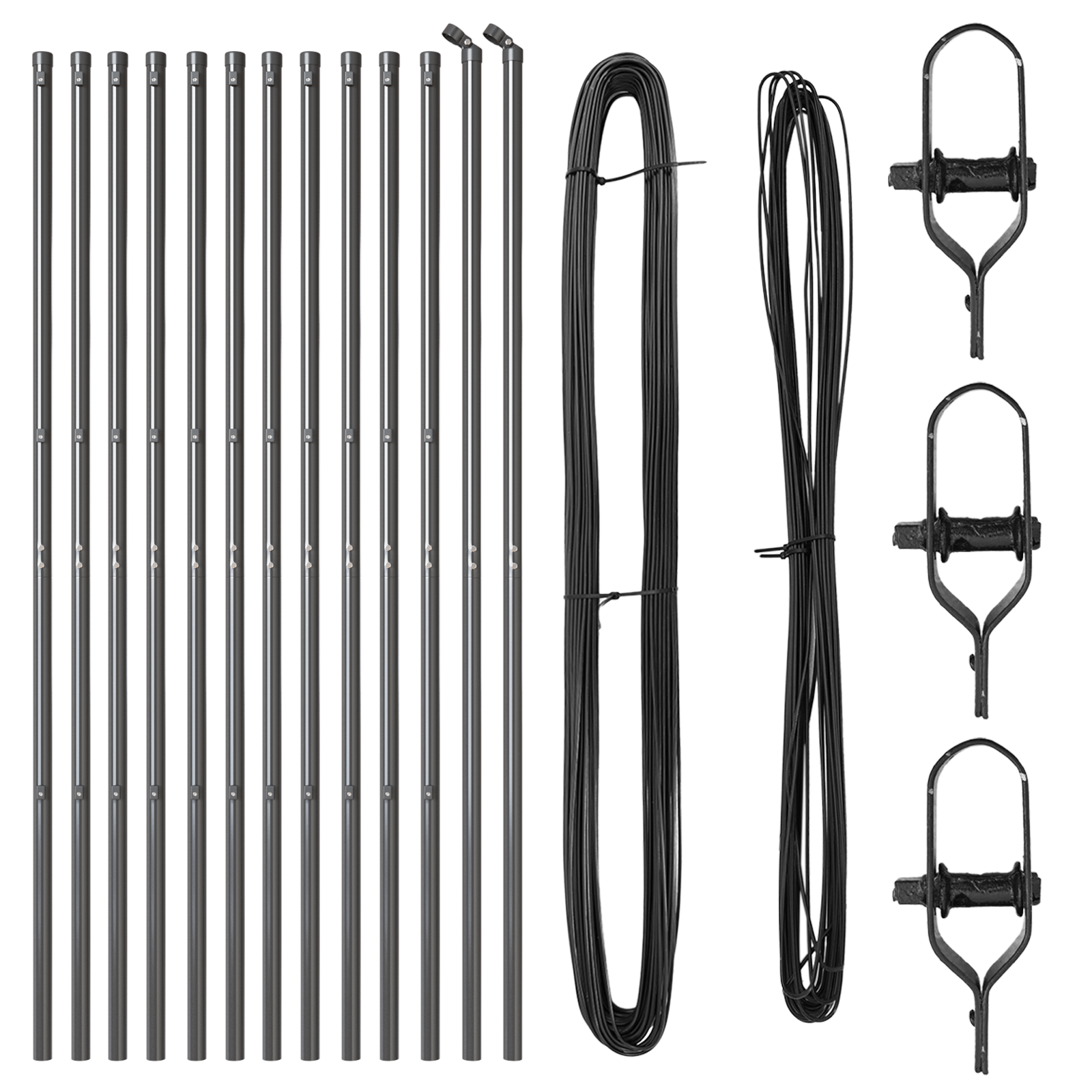 Fence Posts 13 pcs Grey Ø32 mm 150 cm Galvanised Steel - Image 2