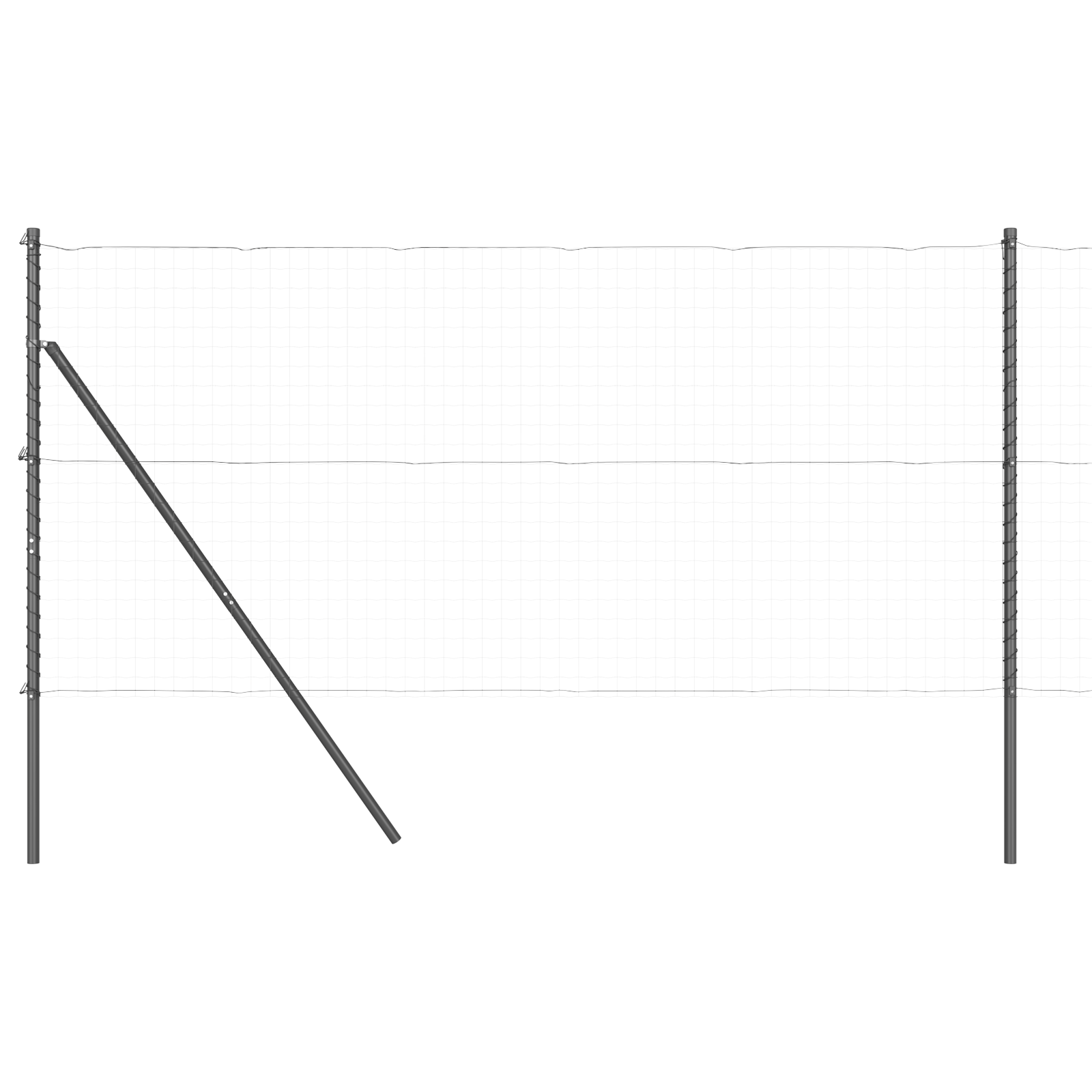 Fence Posts 13 pcs Grey Ø32 mm 170 cm Galvanised Steel - Image 2