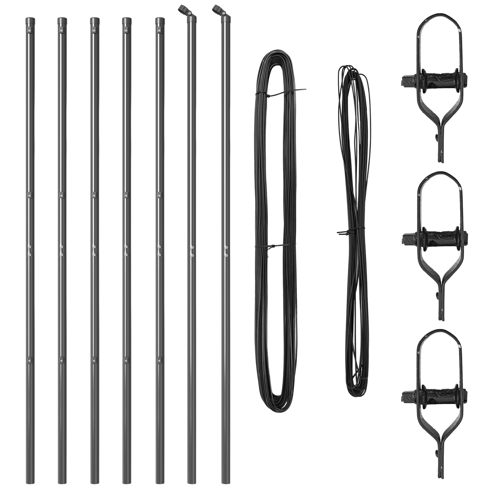 Fence Posts 7 pcs Grey Ø32 mm 190 cm Galvanised Steel - Image 3