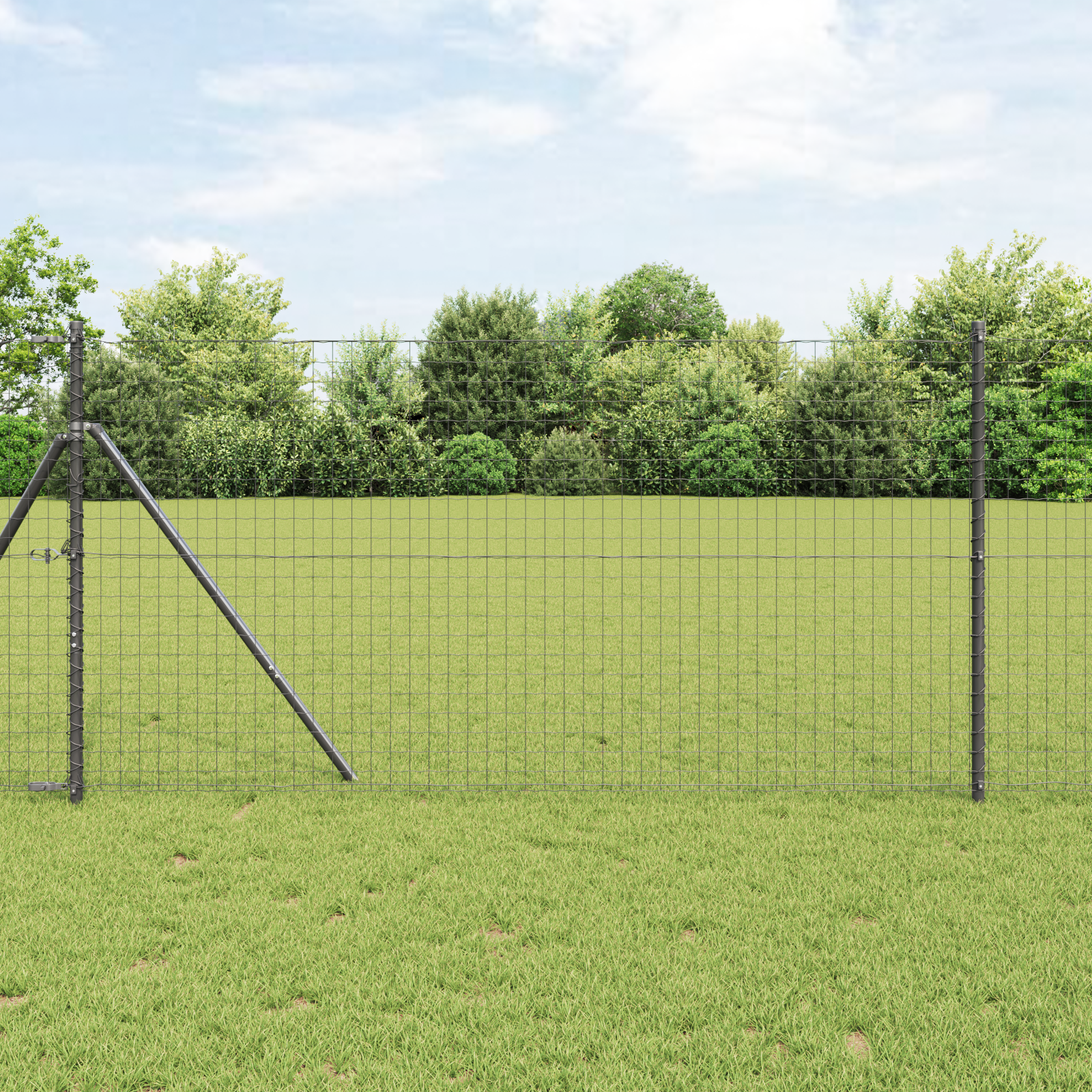 Fence Posts 7 pcs Grey Ø32 mm 190 cm Galvanised Steel