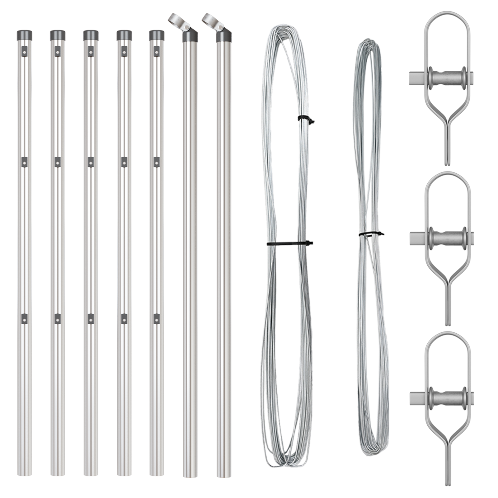 Fence Posts 7 pcs Ø32 mm 80 cm Galvanised Steel - Image 2