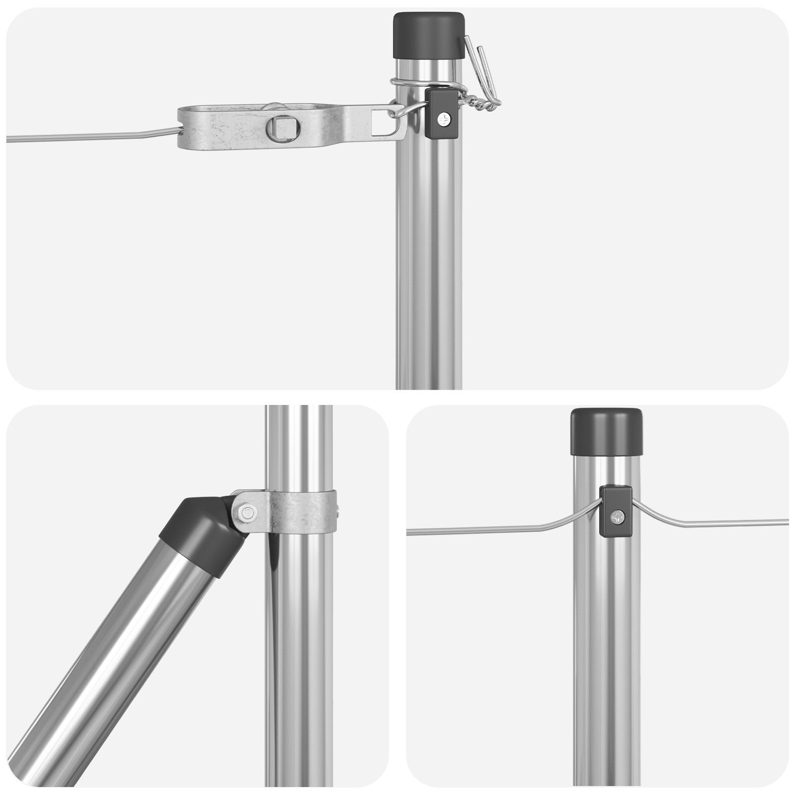 Fence Posts 13 pcs Ø32 mm 100 cm Galvanised Steel - Image 5