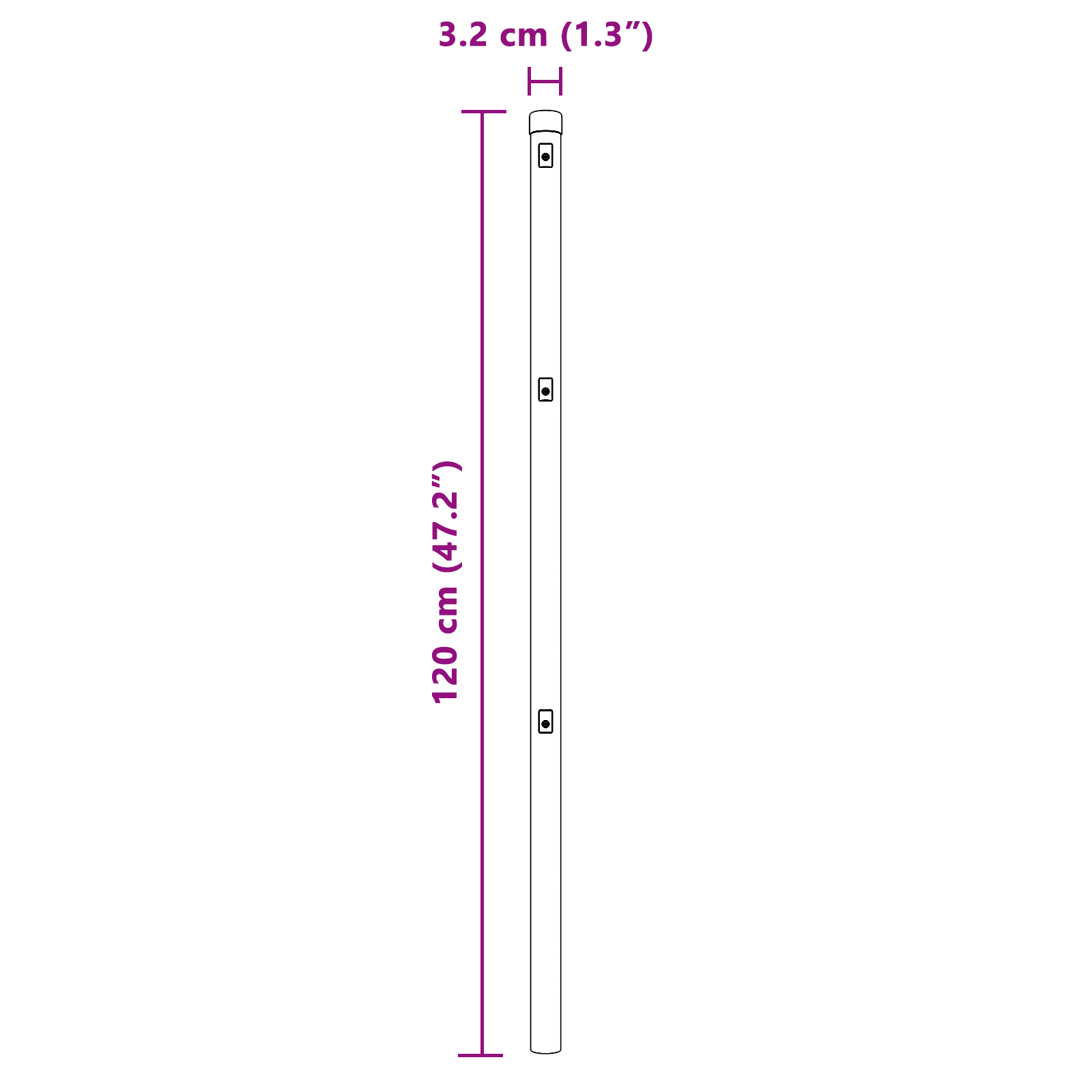 Fence Posts 7 pcs Ø32 mm 120 cm Galvanised Steel - Image 7