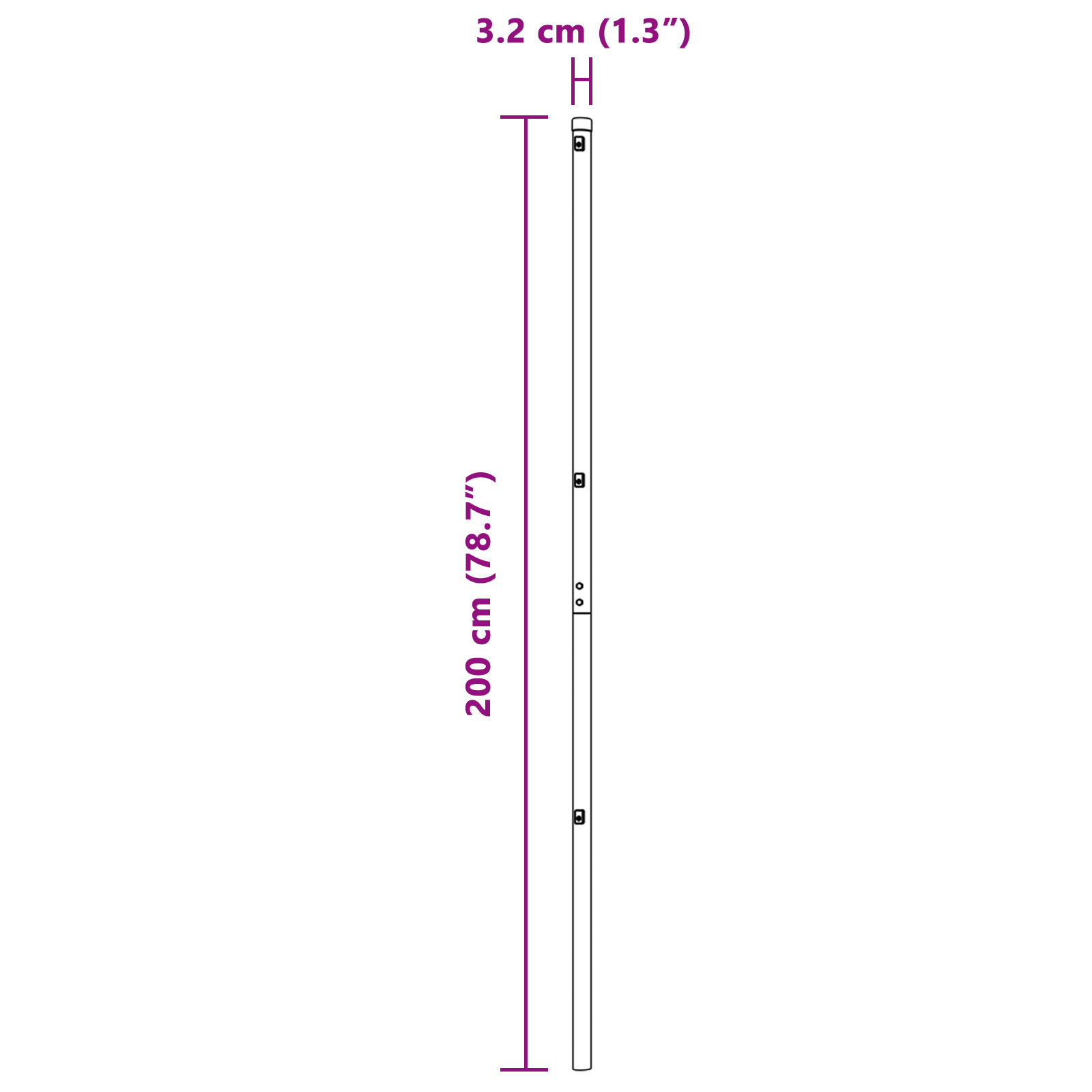 Fence Posts 7 pcs Ø32 mm 200 cm Galvanised Steel - Image 8