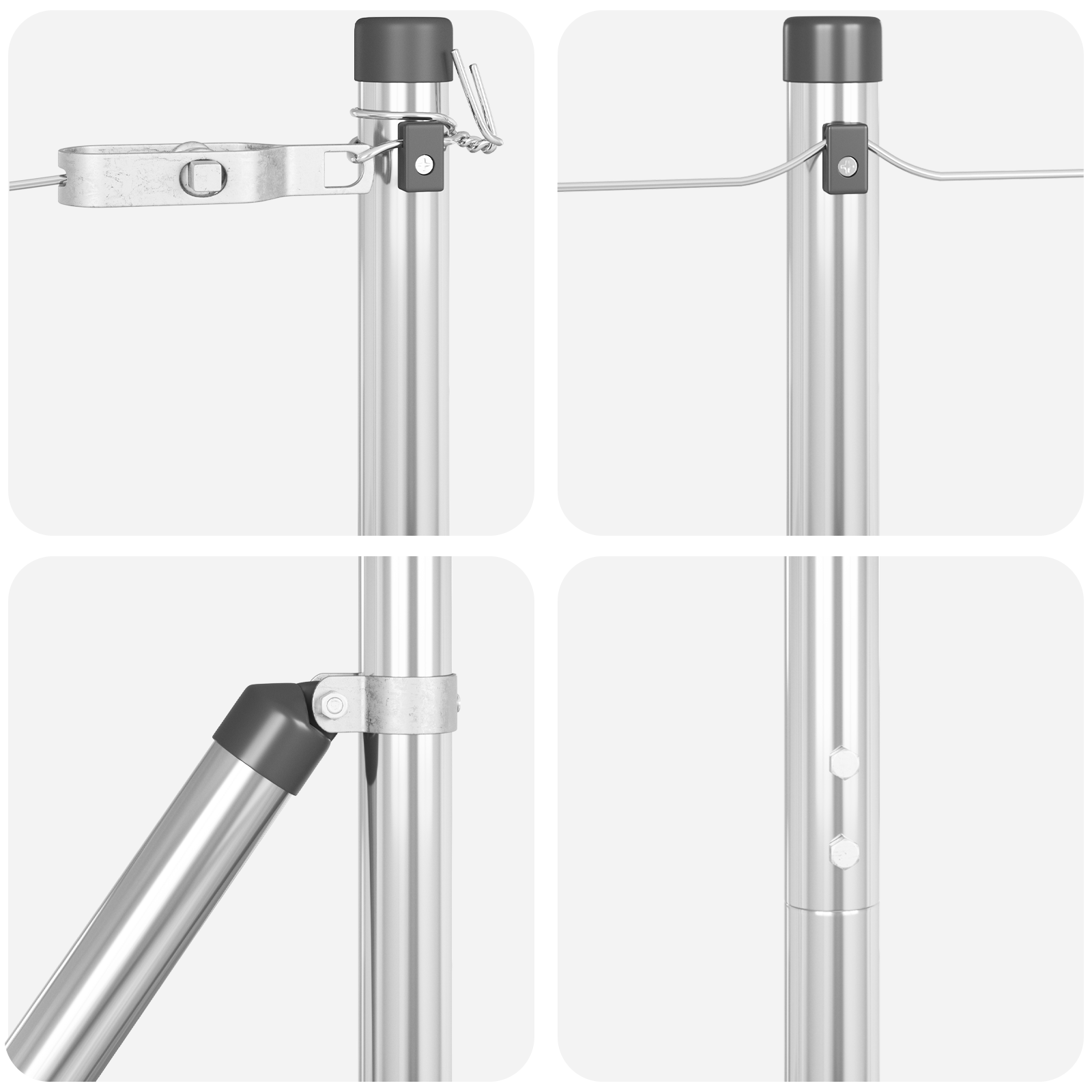 Fence Posts 7 pcs Ø32 mm 210 cm Galvanised Steel - Image 5