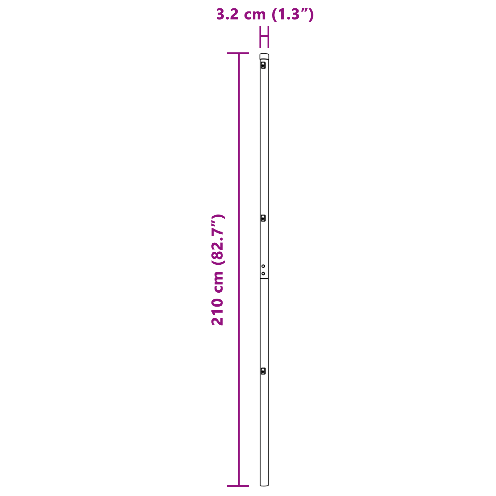 Fence Posts 7 pcs Ø32 mm 210 cm Galvanised Steel - Image 8