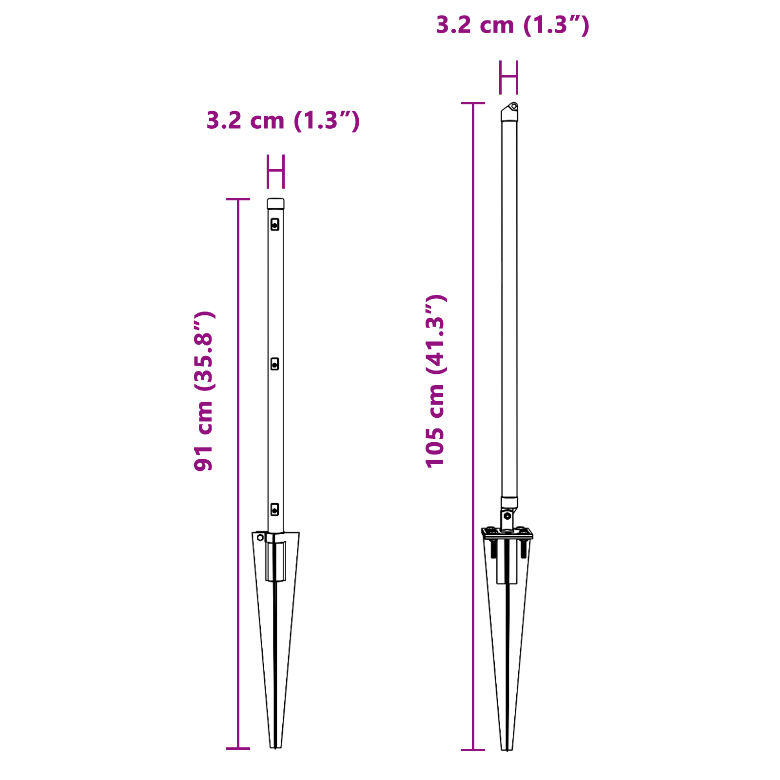 Fence Posts with Spike 7 pcs Ø32 mm 60 cm Galvanised Steel - Image 9